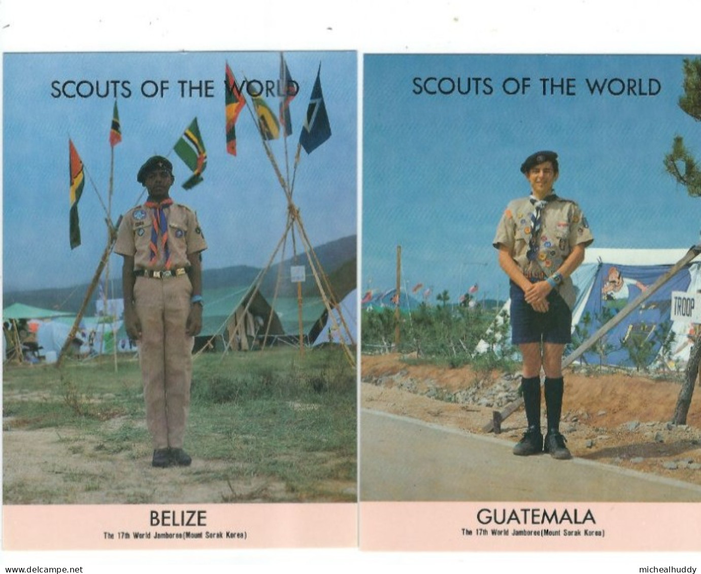 2 POSTCARDS SCOUTS OF THE WORLD  GUATEMALA  AND BELIZE - Scouting