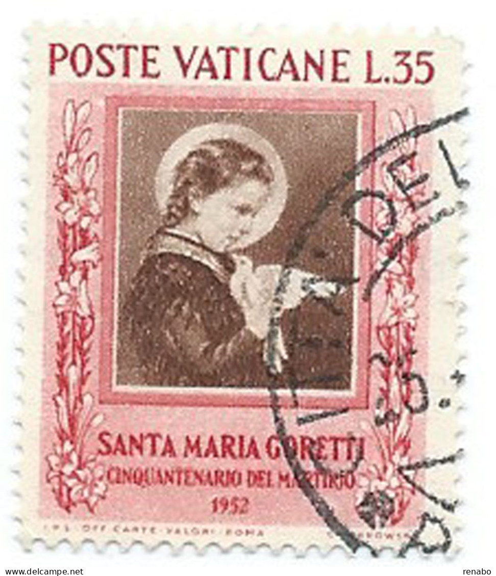 Vaticano 1953 ; Santa Maria Goretti : Cinquantenario Del Martirio ; L. 35 Rosa , Usato - Gebruikt