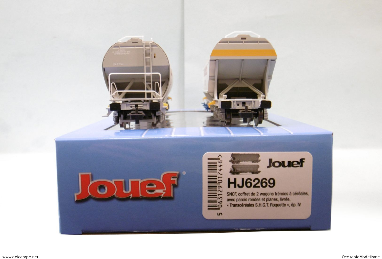 Jouef - 2 Wagons CEREALIERS Transcéréales SHGT SNCF ép. IV Réf. HJ6269 Neuf HO 1/87 - Goederenwagons