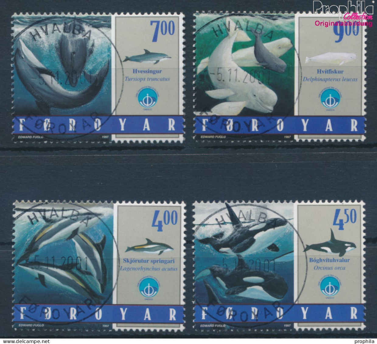 Dänemark - Färöer 334-337 (kompl.Ausg.) Gestempelt 1998 Zahnwale (10400766 - Faroe Islands