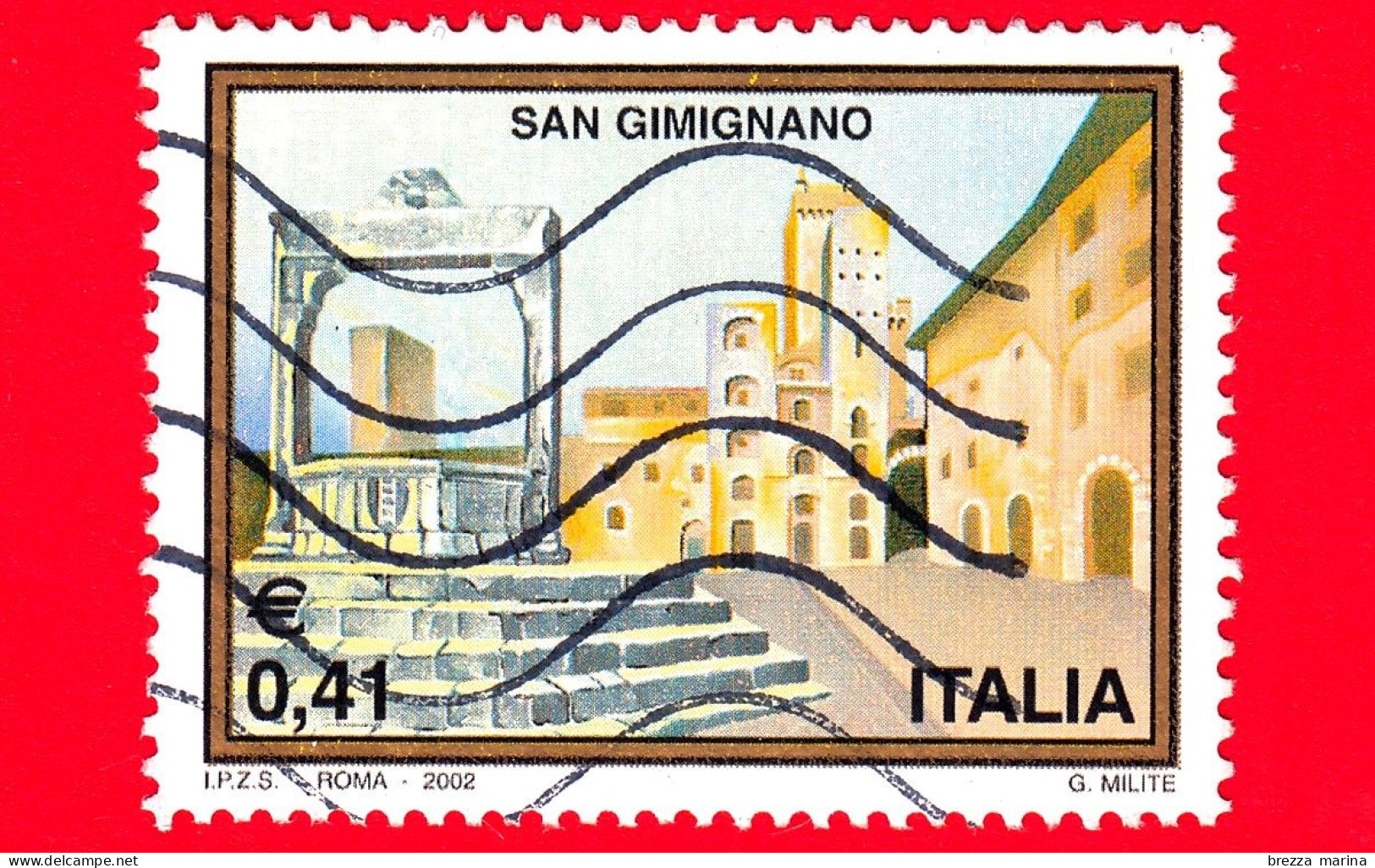 ITALIA - Usato - 2002 - Turismo - 29ª Emissione - 23 Marzo 2002  - San Gimignano - 0,41 - 2001-10: Usati