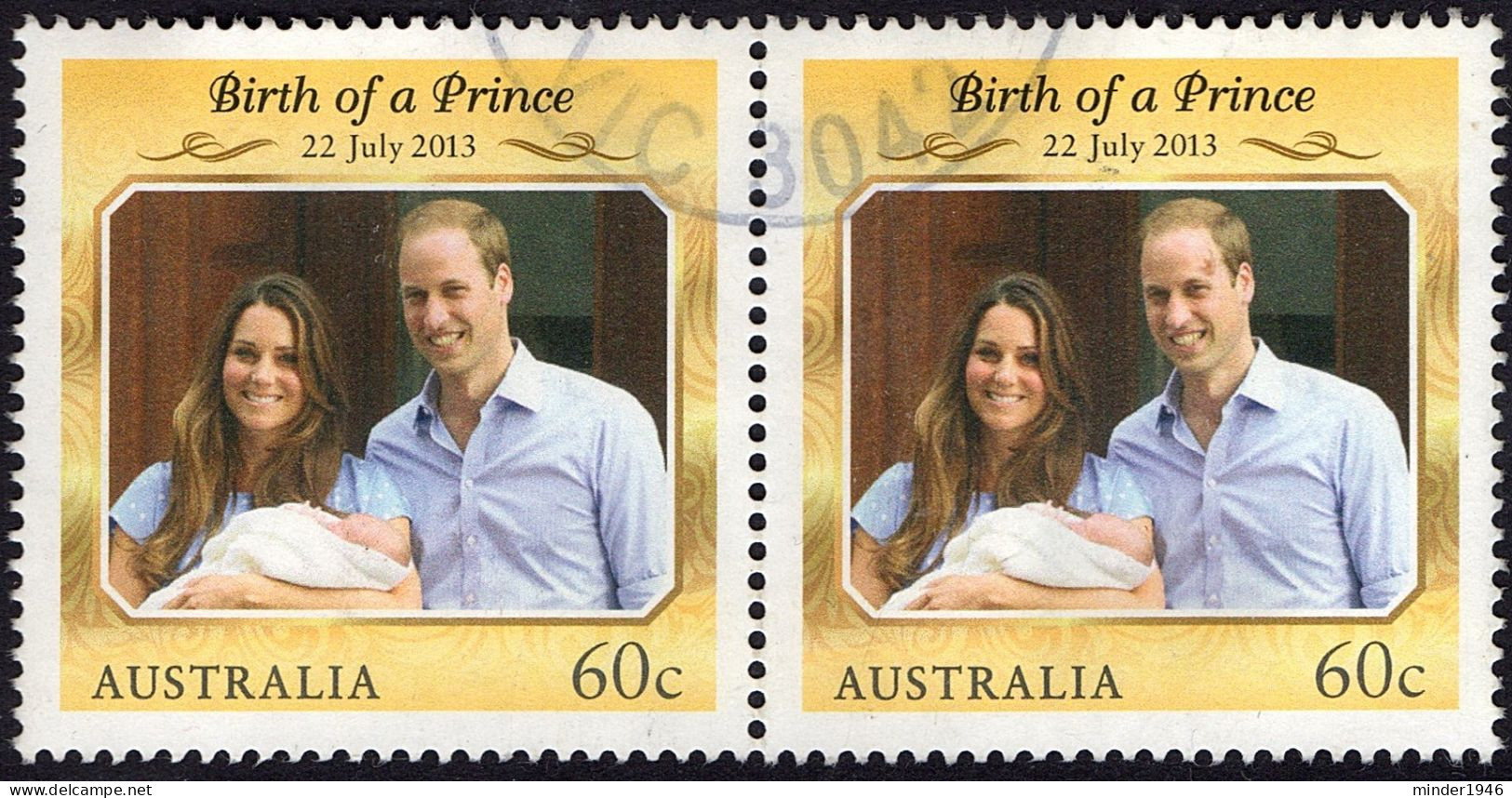 AUSTRALIA 2013 60c Horizontal Pair, Multicoloured, Birth Of A Prince Used - Gebraucht