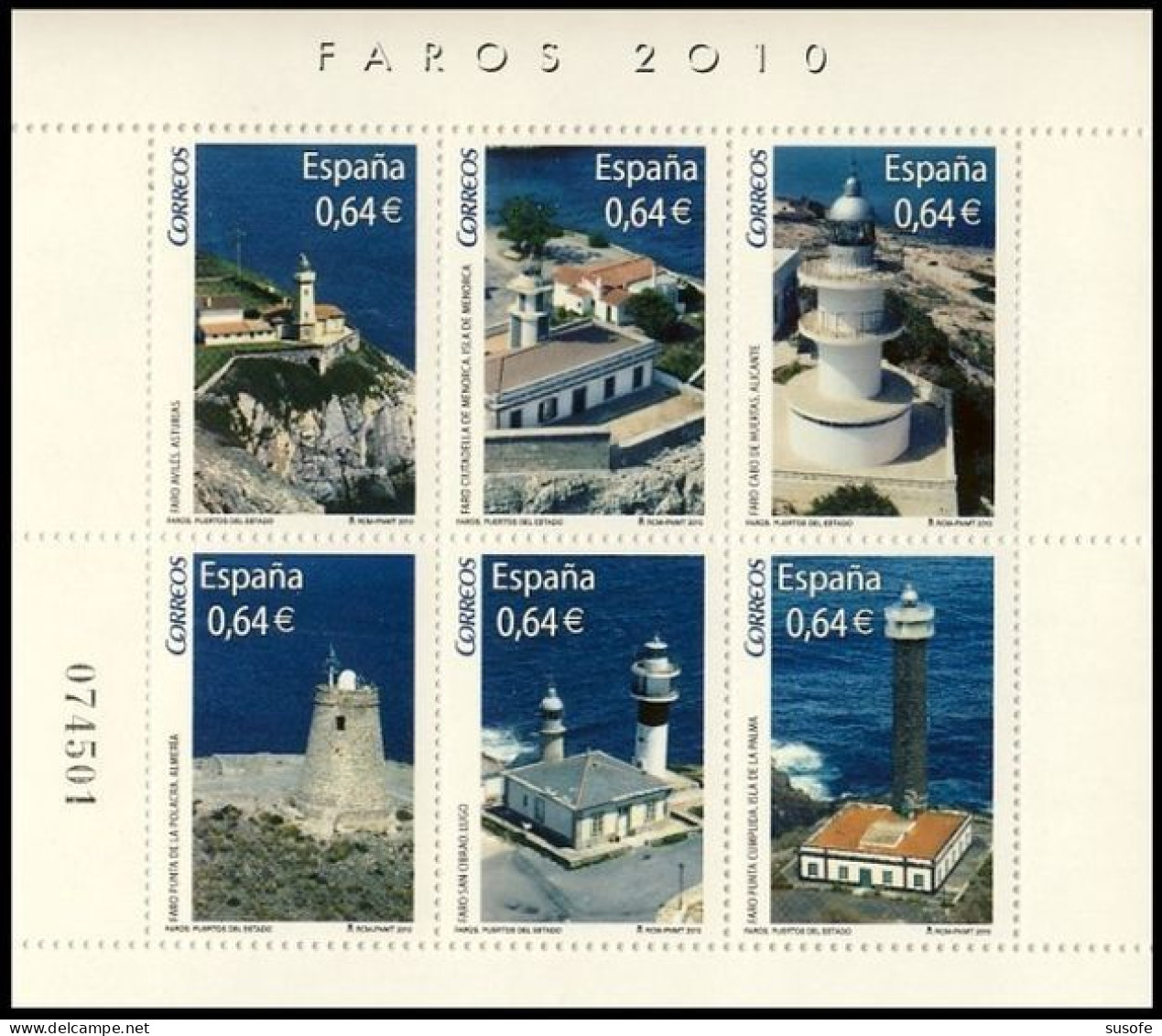 España 2010 Edifil 4594 Sellos ** HB Faros Lighthouses Aviles (Asturias), Ciutadella (Menorca), Huertas (Alicante) - Unused Stamps