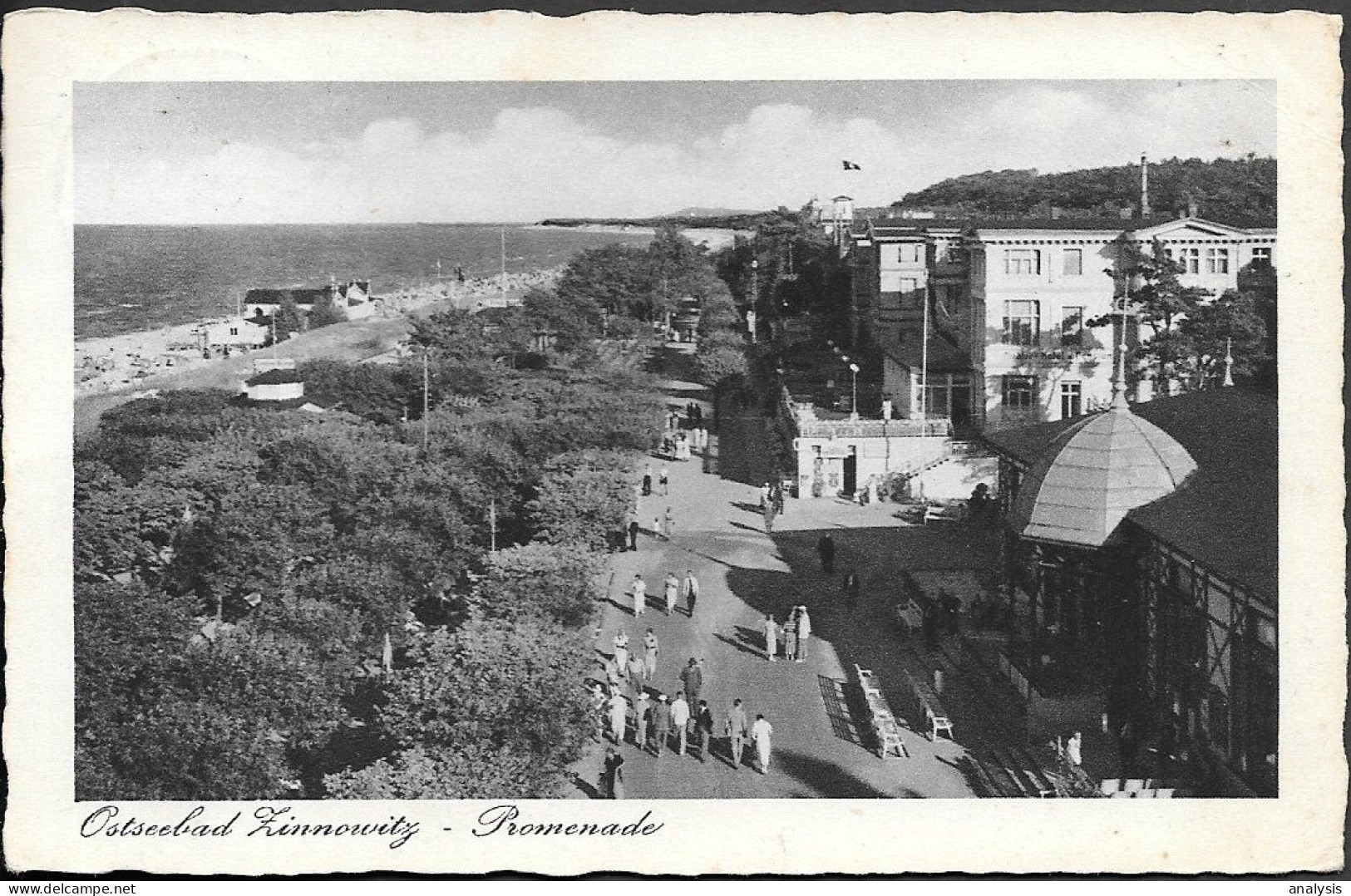 Germany Usedom Island Zinnowitz Promenade Street Scene Old PPC 1938 Mailed - Zinnowitz