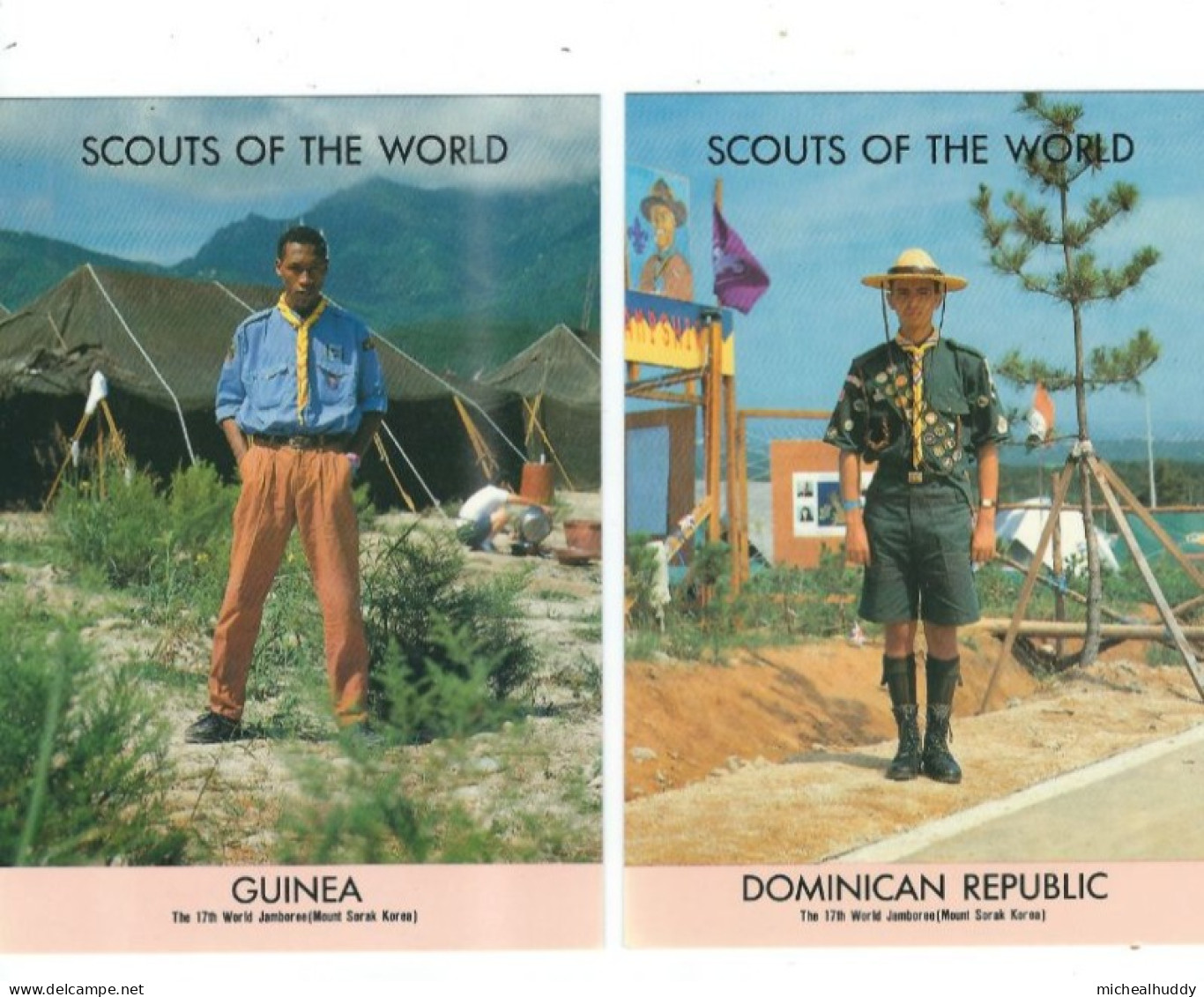 2 POSTCARDS SCOUTS OF THE WORLD   GUINEA AND DOMINICAN REPIBLIC - Padvinderij