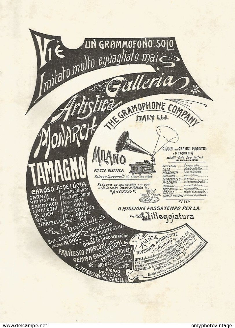 The Gramophone Company Italy - Pubblicità Del 1903 - Old Advertising - Advertising