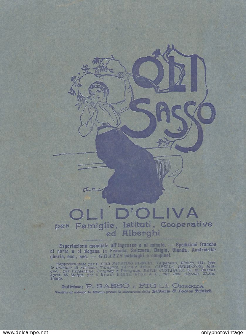 Oli D'oliva SASSO - Illustrazione - Pubblicità Del 1903 - Old Advertising - Advertising