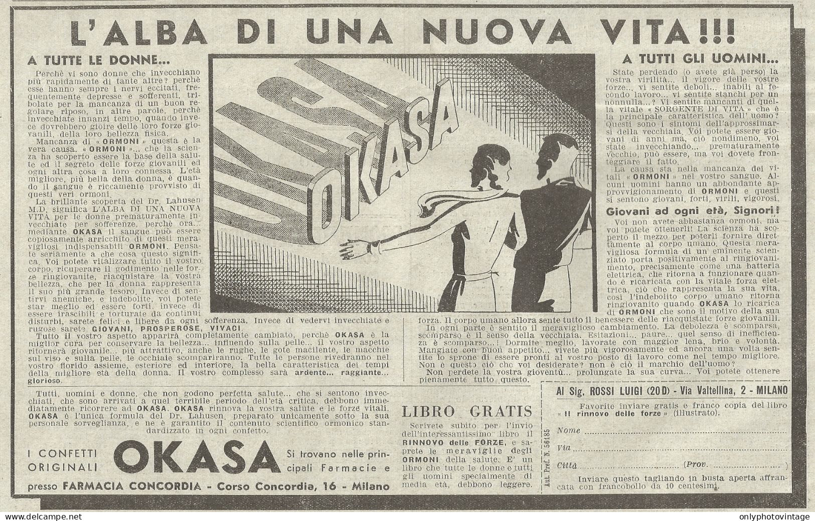 Confetti Originali OKASA - Pubblicità Del 1934 - Old Advertising - Advertising