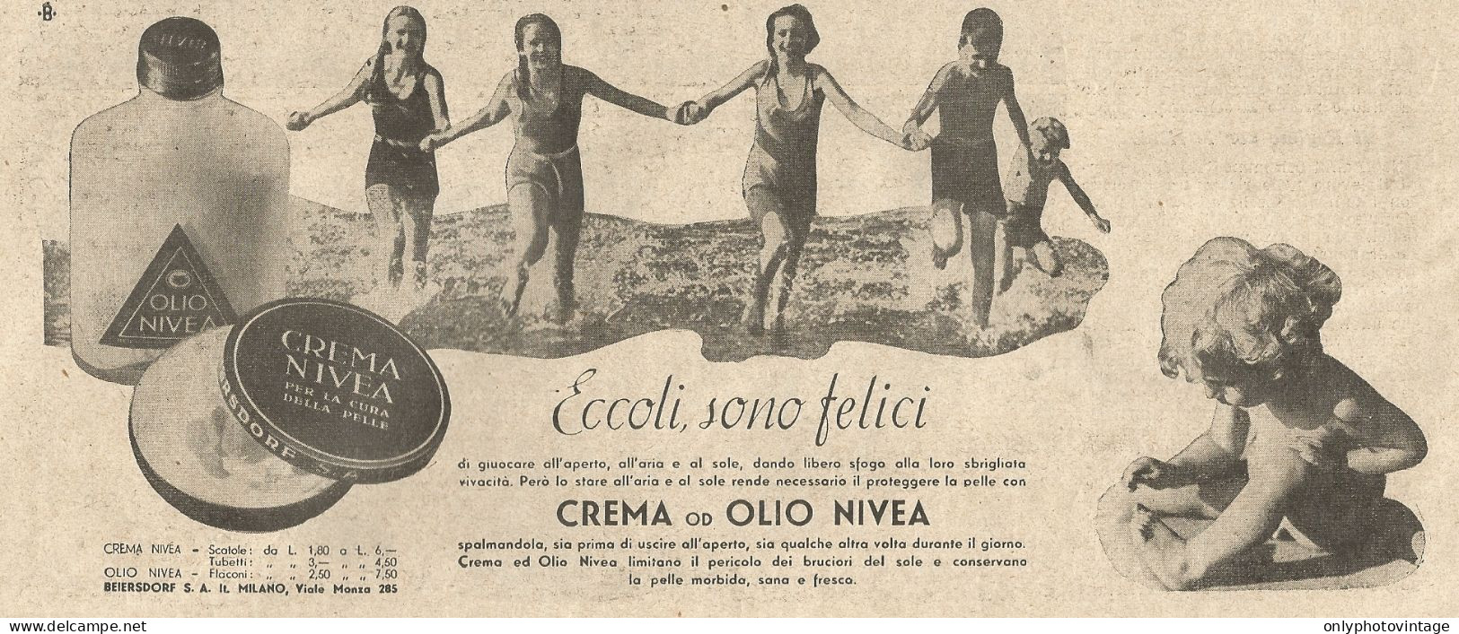Crema NIVEA - Illustrazione - Pubblicità Del 1934 - Old Advertising - Werbung