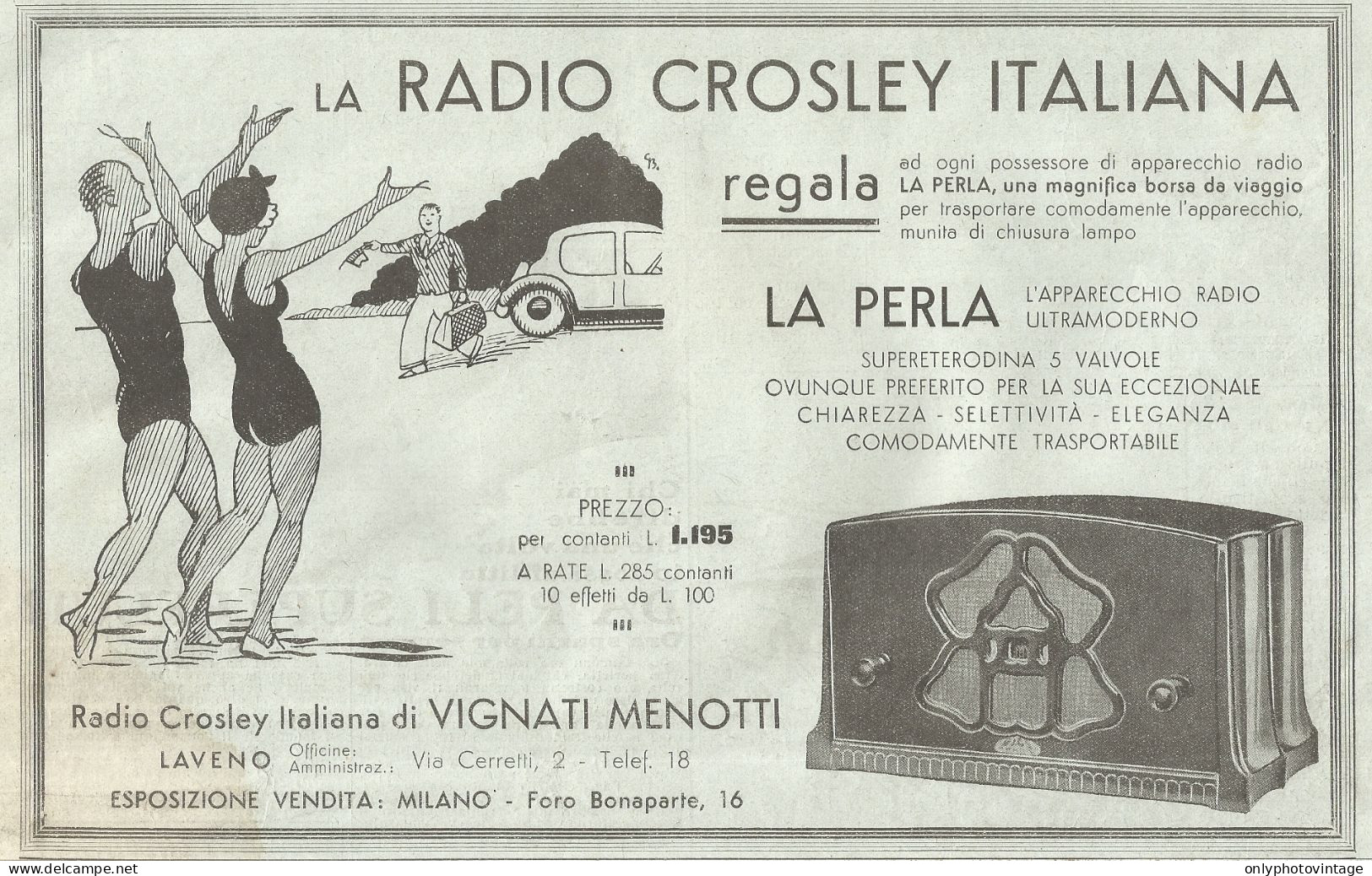 Radio Crosley Italiana - La Perla - Pubblicità Del 1933 - Old Advertising - Werbung