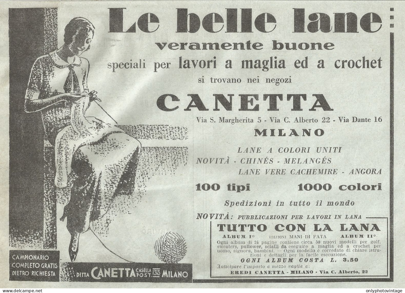 Lane CANETTA - Illustrazione - Pubblicità Del 1932 - Old Advertising - Werbung
