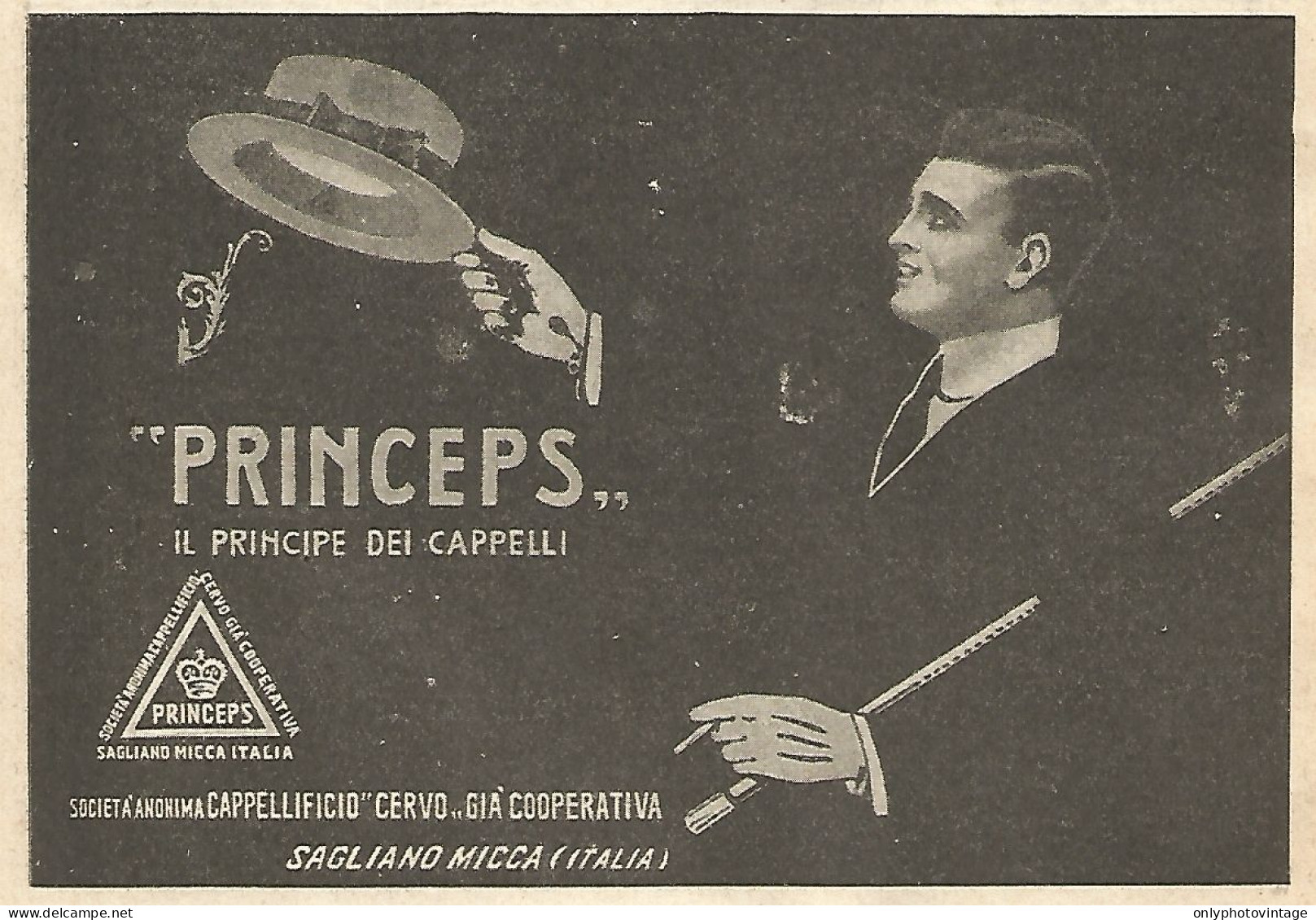 PRINCEPS Il Principe Dei Cappelli - Pubblicità Del 1923 - Old Advertising - Werbung