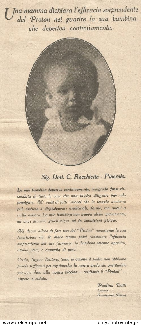 PROTON - Paolina Dotti - Germignana (Como) - Pubblicità Del 1925 - Old Ad - Reclame