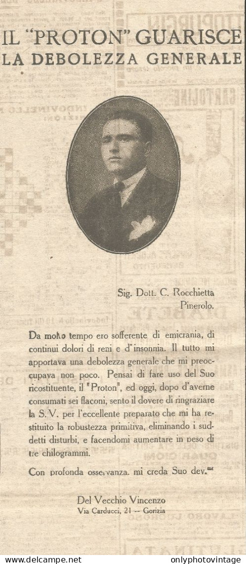 PROTON - Del Vecchio Vincenzo - Gorizia - Pubblicità Del 1925 - Old Advert - Reclame