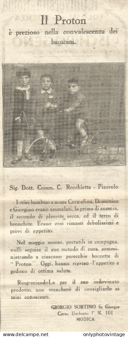 PROTON - Giorgio Sortino Fu Giorgio - Modica - Pubblicità Del 1928 - Ad - Reclame