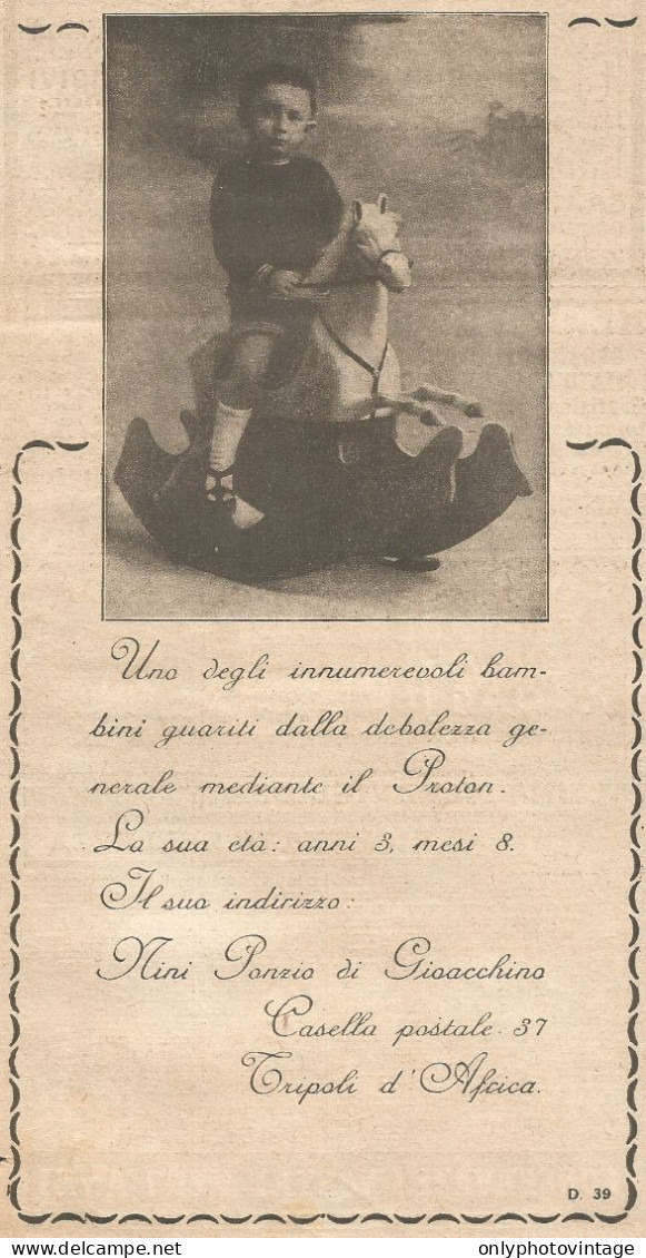 PROTON - Mini Ponzio Di Gioacchino - Tripoli - Pubblicità Del 1925 - Ad - Pubblicitari
