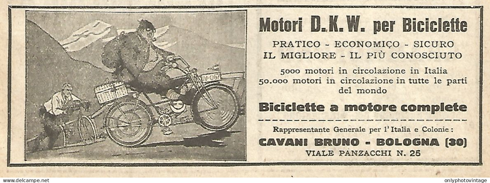 Motori D.K.W. Per Biciclette - Pubblicità Del 1923 - Old Advertising - Reclame