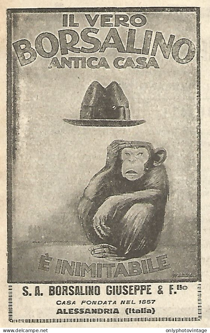 Il Vero BORSALINO è Inimitabile - Pubblicità Del 1923 - Old Advertising - Reclame