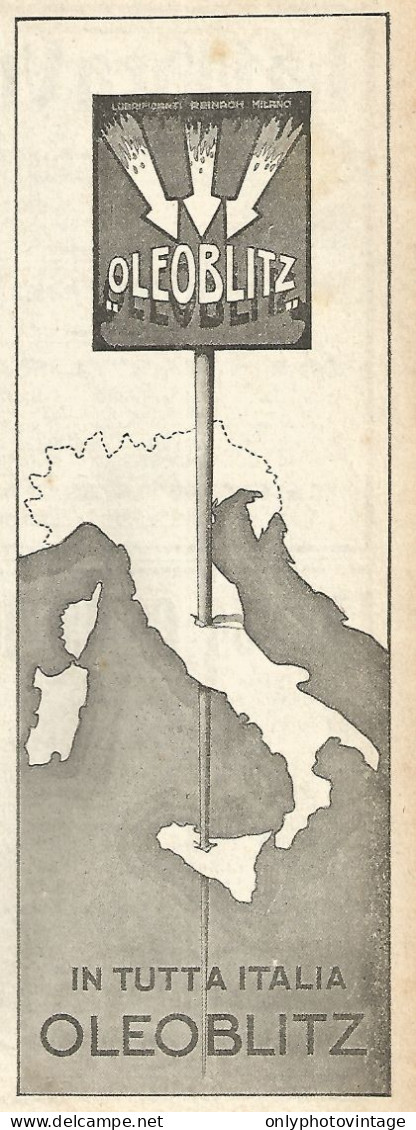 OLEOBLITZ In Tutta Italia - Pubblicità Del 1923 - Old Advertising - Pubblicitari