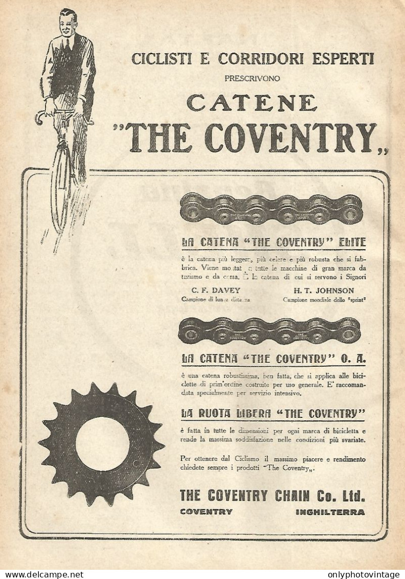 Catene Per Cicli THE COVENTRY - Pubblicità Del 1923 - Old Advertising - Reclame