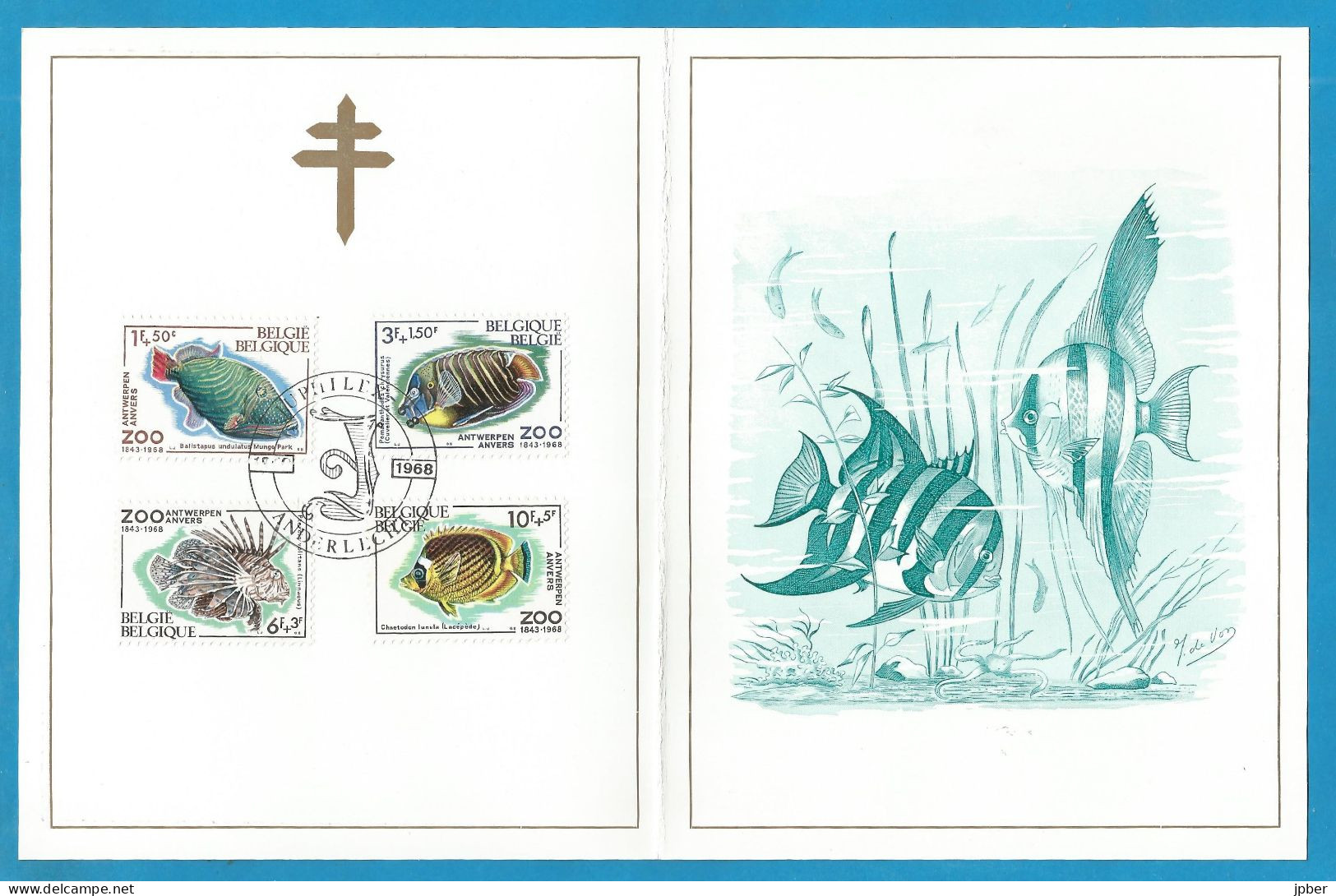 Belgique - Antituberculeux - Campagne 1968-1969 - Timbres N°1470 à 1473 Zoo D'Anvers - Poissons - Documents Commémoratifs