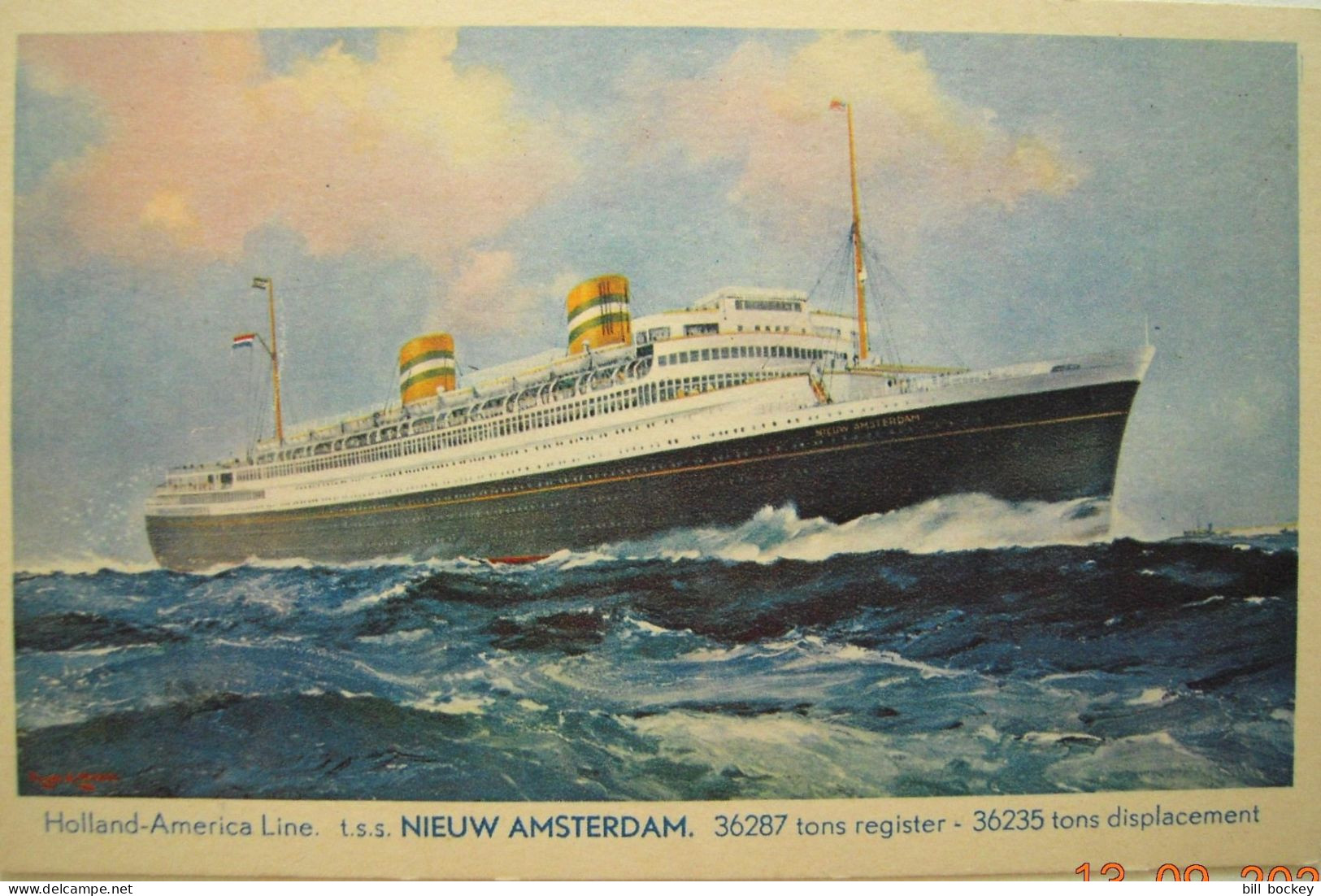 CPA Circa Années 1920 Ocean Liner NIEUW AMSTERDAM (1905-1932) Carte Holland America Line BEL ÉTAT - Steamers