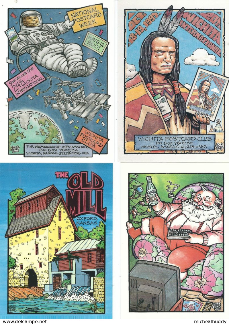 4 POSTCARDS  BY THE ARTIST  RICK GEARY - Contemporain (à Partir De 1950)