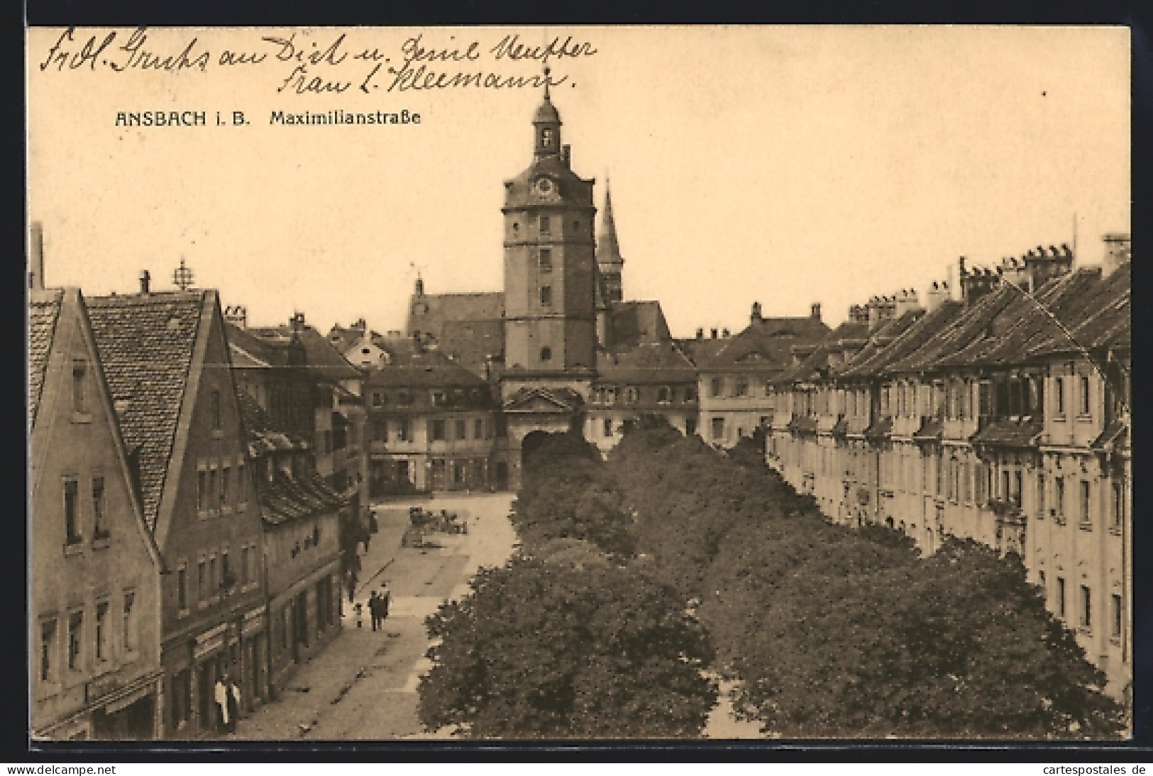 AK Ansbach I. B., Maximilianstrasse Mit Blick Auf Turm  - Ansbach