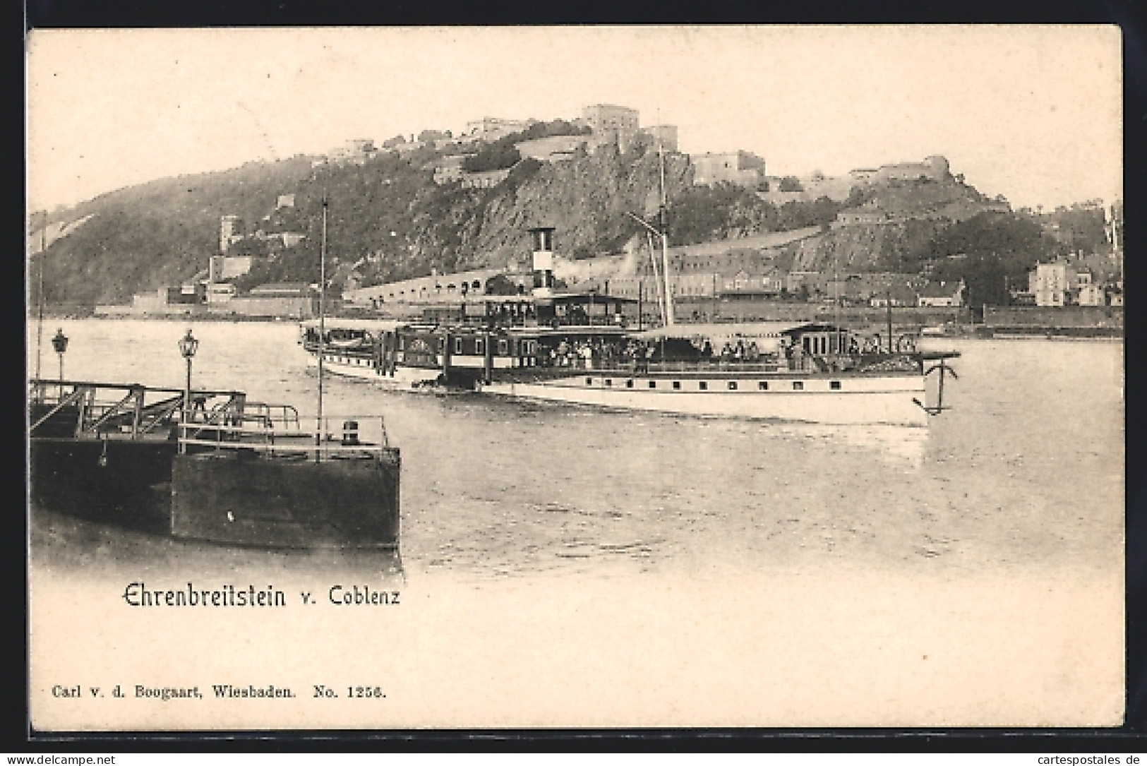 AK Coblenz, Festung Ehrenbreitstein Mit Flusspartie Und Dampfer  - Autres & Non Classés