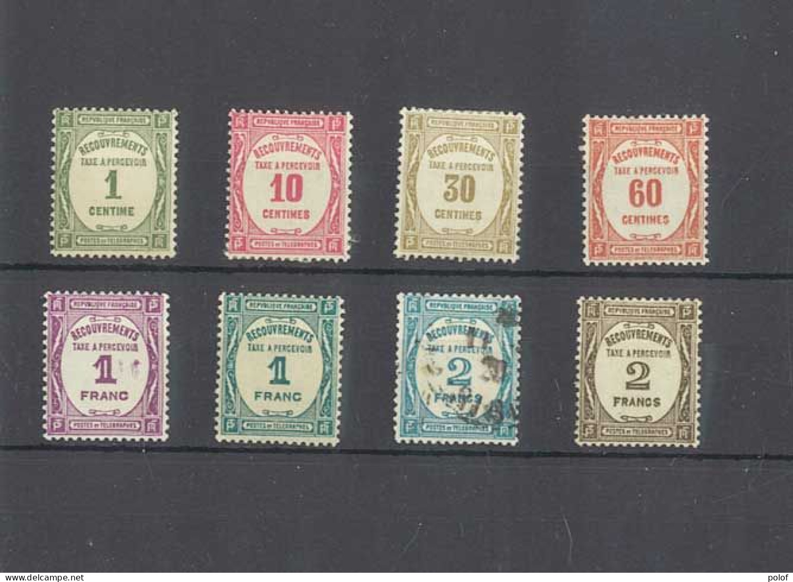 TAXE - Recouvrement - Série De 8 Timbres - 7 Neufs Avec Trace De Charnière Yvert 56, 57, 58, 59, 60, 62 Et 61 Oblitéré - 1859-1959 Mint/hinged