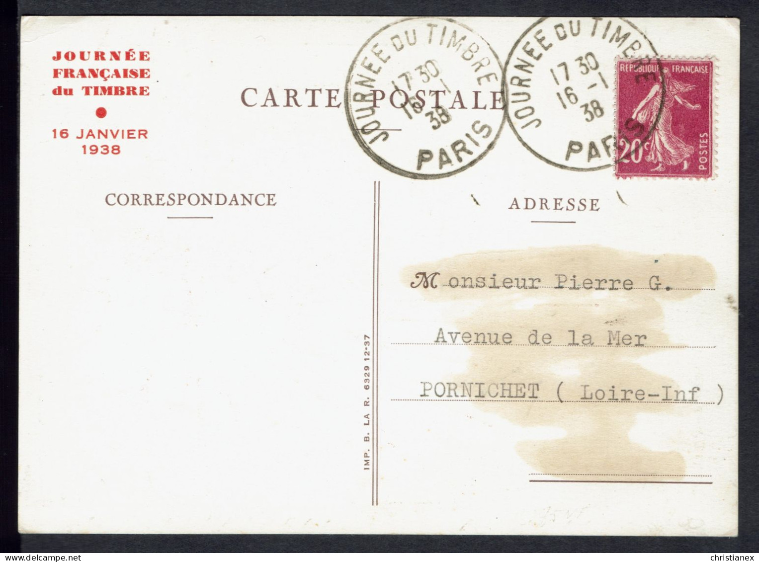 Carte Journée Du Timbre 1938  PARIS - ....-1949