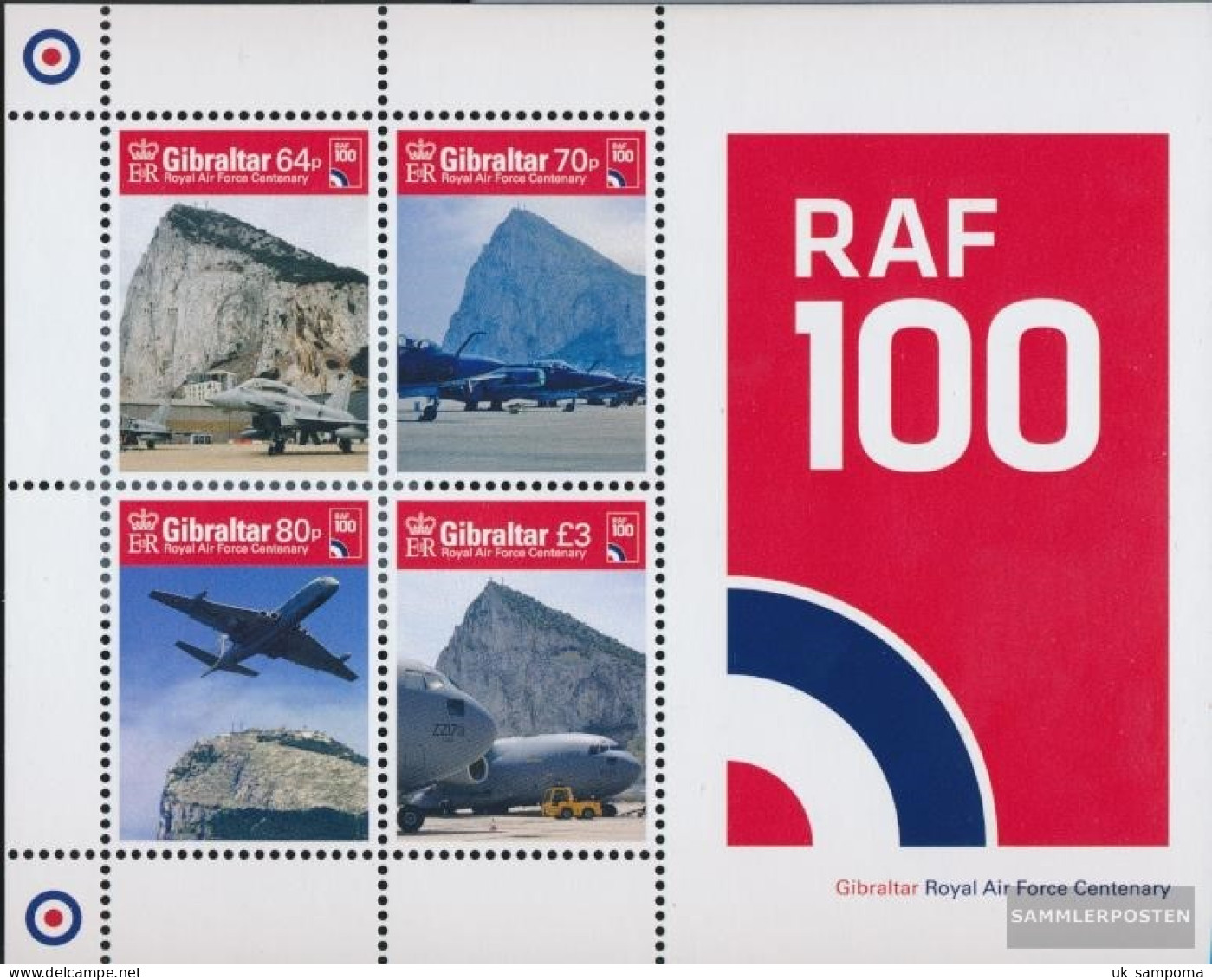 Gibraltar Block132 (complete Issue) Unmounted Mint / Never Hinged 2018 100 Years Air Force - Gibraltar