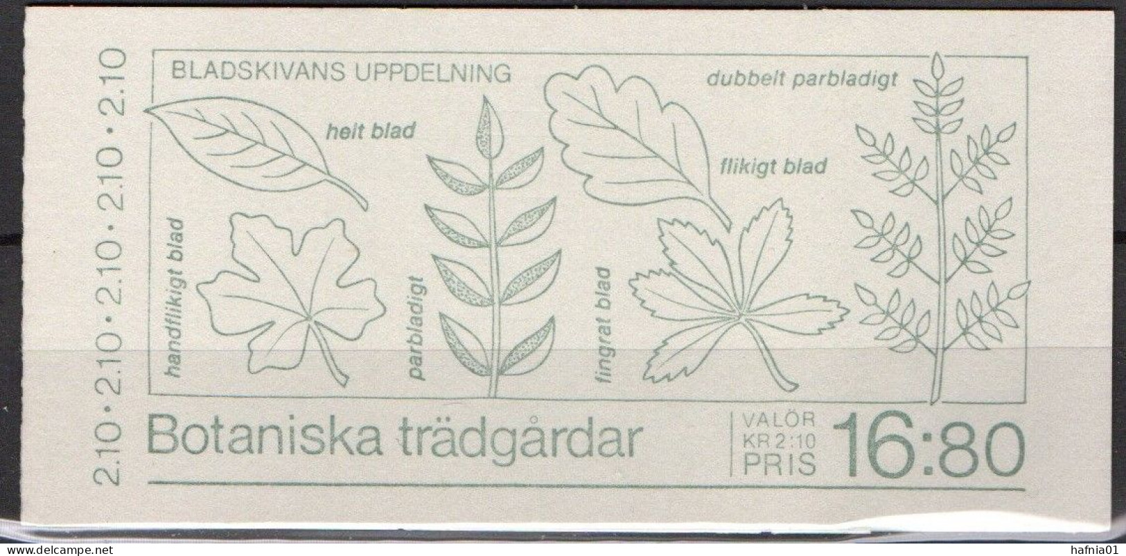 Martin Mörck. Sweden 1987. Botanic Garden. Michel 1453 - 1456. MH 125 Cylinder I & Control Number. MNH. Signed. - 1981-..