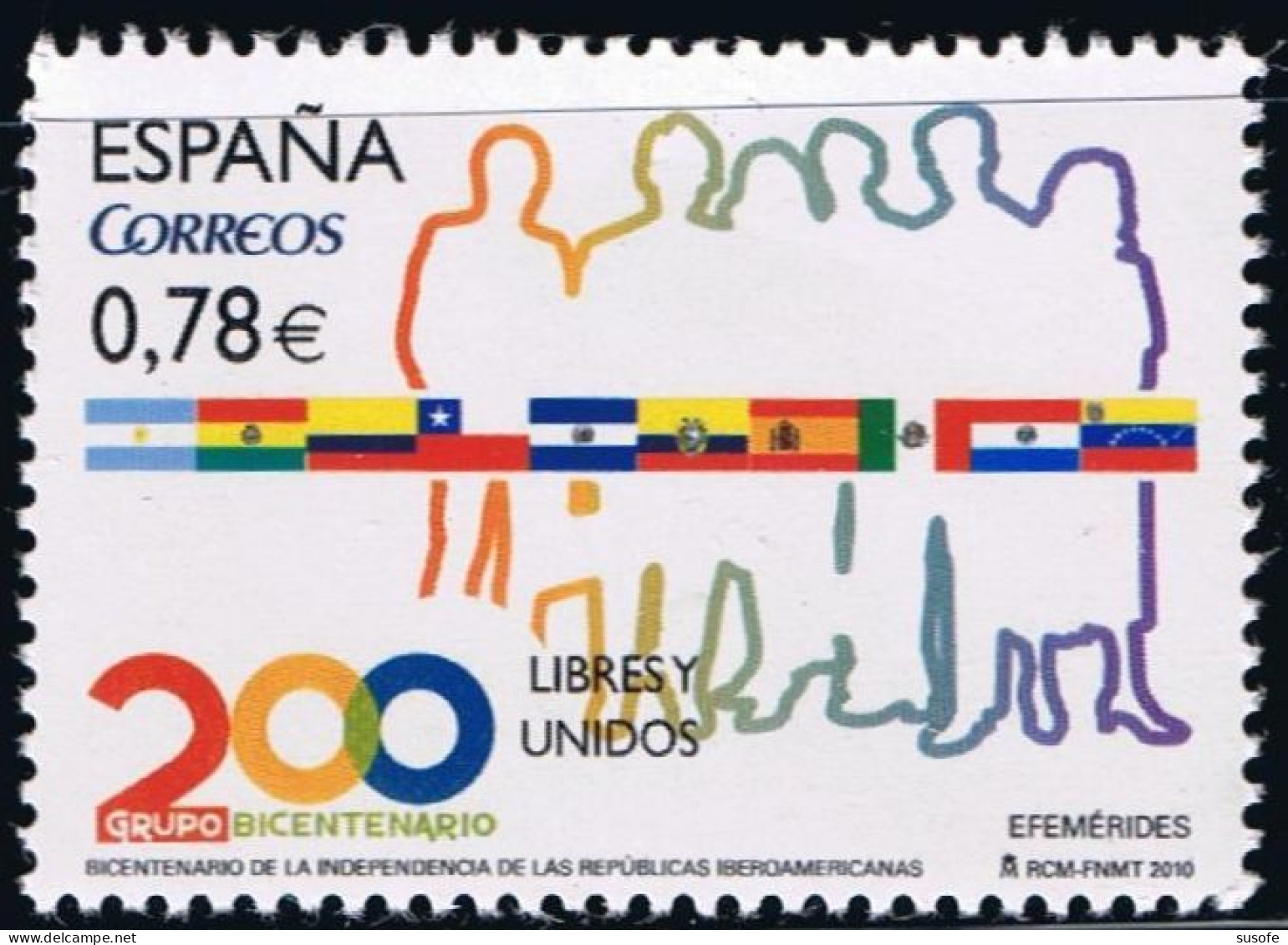 España 2010 Edifil 4602 Sello ** Efemerides Bicentenario De La Independencia De Las Republicas Iberoamericanas Libres Y - Unused Stamps