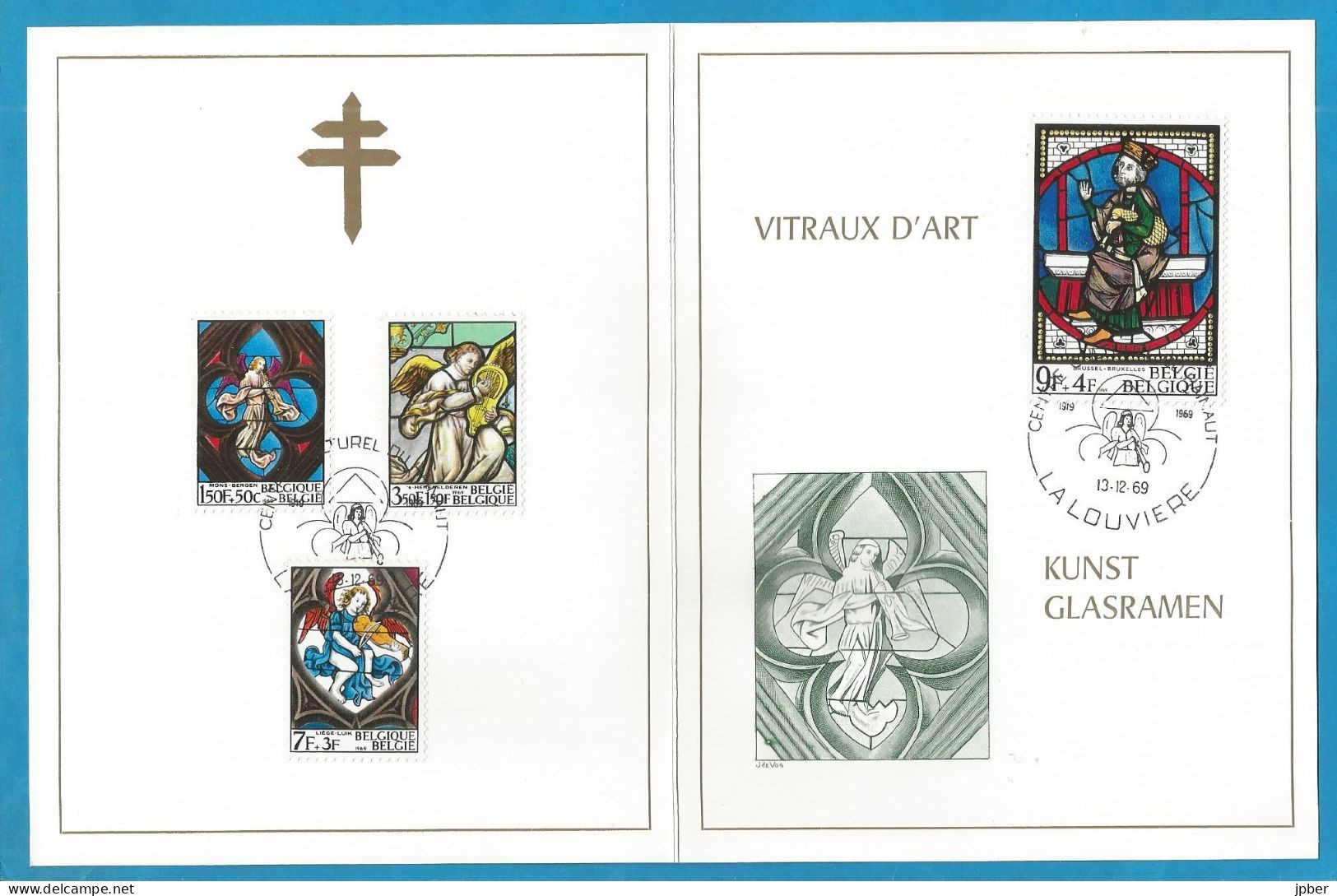 Belgique - Antituberculeux - Campagne 1969-1970 - Timbres N°1519 à 1522 - Vitraux D'églises - Obl. La Louvière - Herdenkingsdocumenten