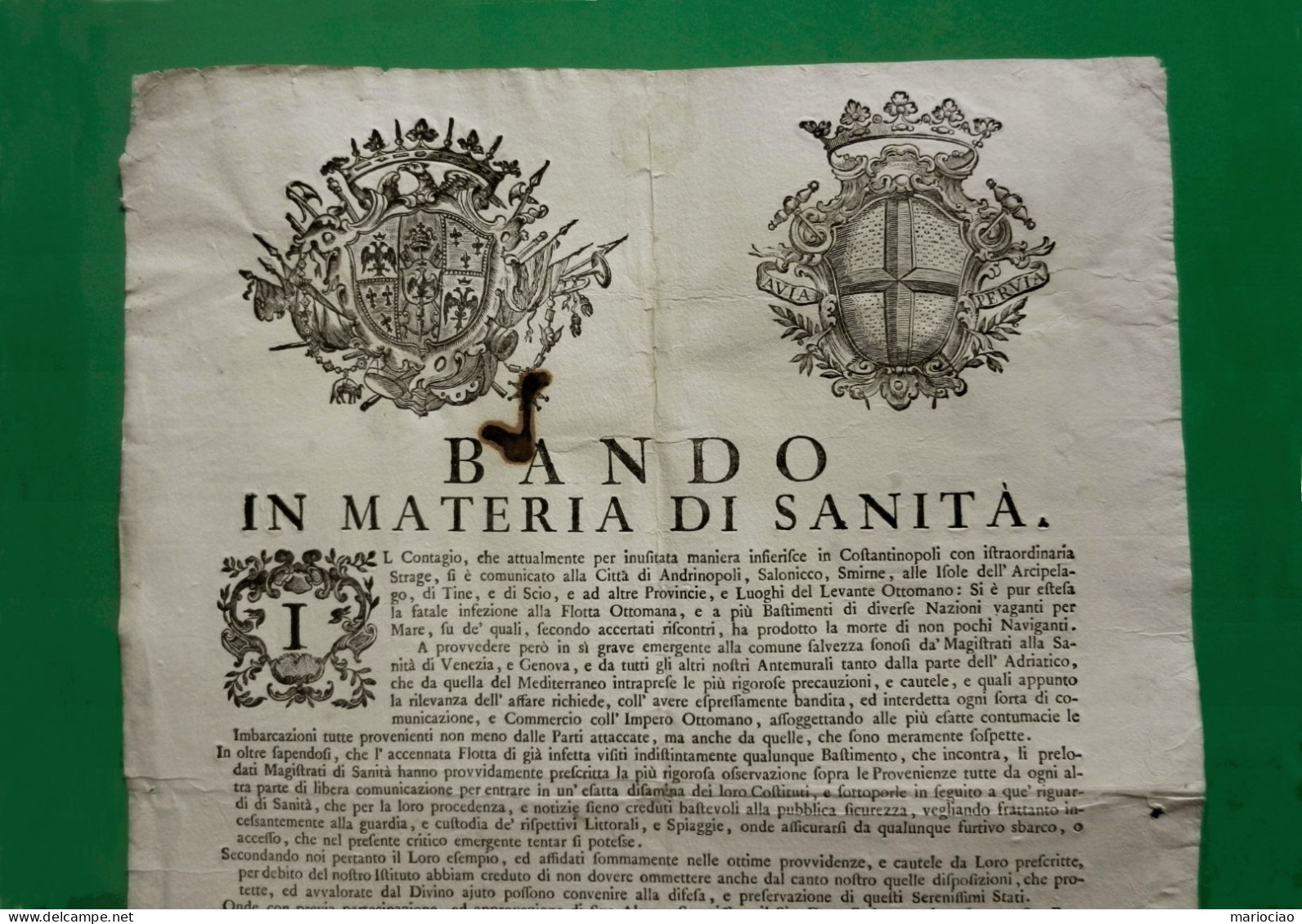 D-IT MODENA 1778 PESTE Bando In Materia Di Sanità Cm 60 X 44 - Historische Documenten