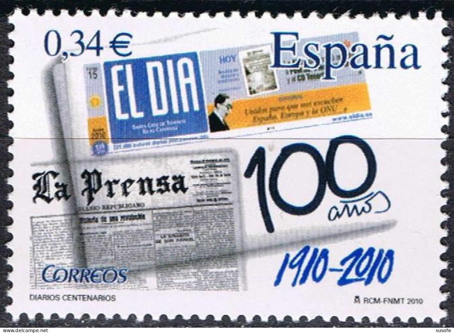 España 2010 Edifil 4604 Sello ** Diarios Centenarios El Dia (1910-2010) Tenerife Michel 4551 Yvert 4256 Spain Stamp - Nuovi