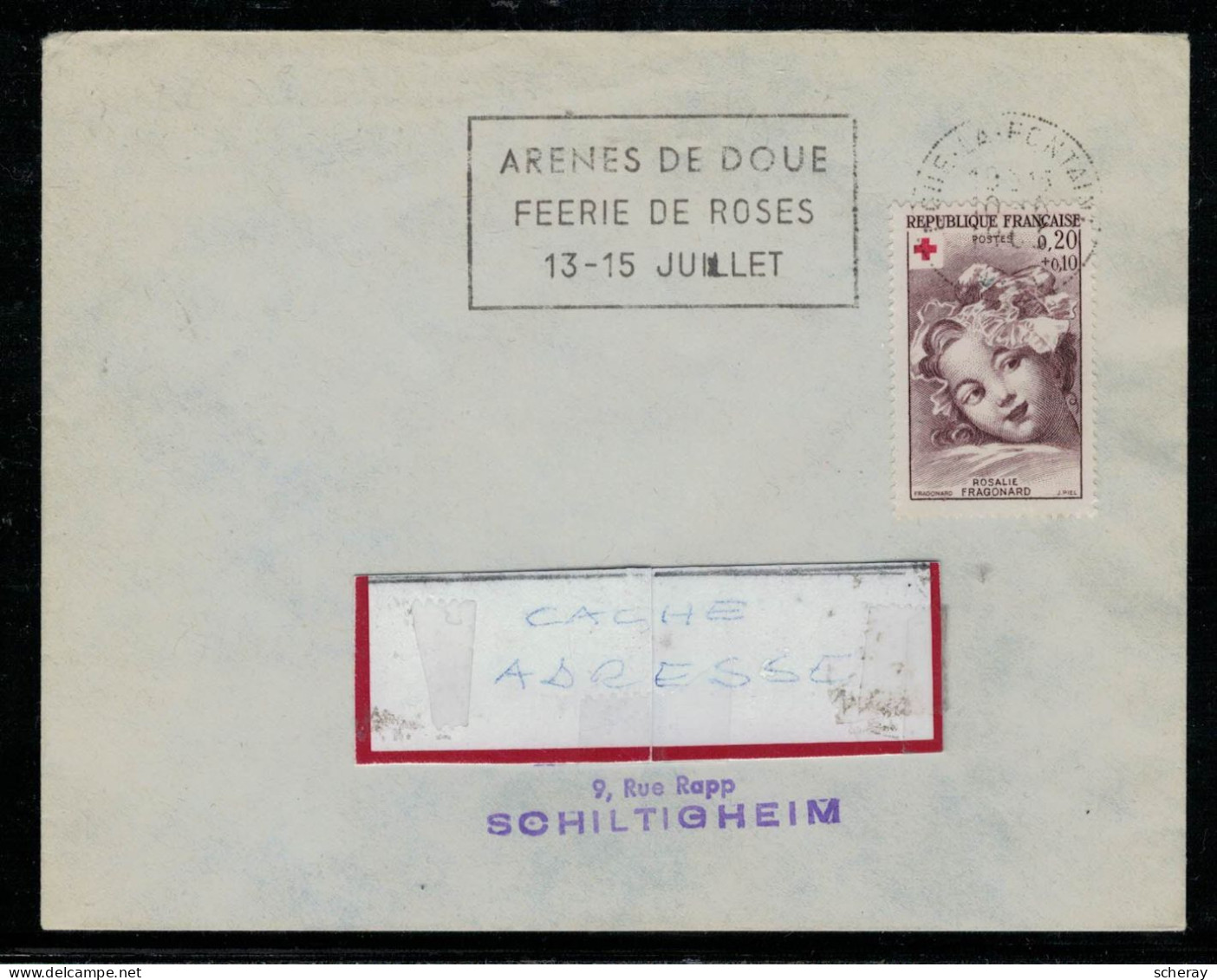 FAG  DOUE LA FONTAINE  1963   ARENES FEERIE DE ROSES 13/15 JUILLET SUR  YT 1366 - Croix-Rouge
