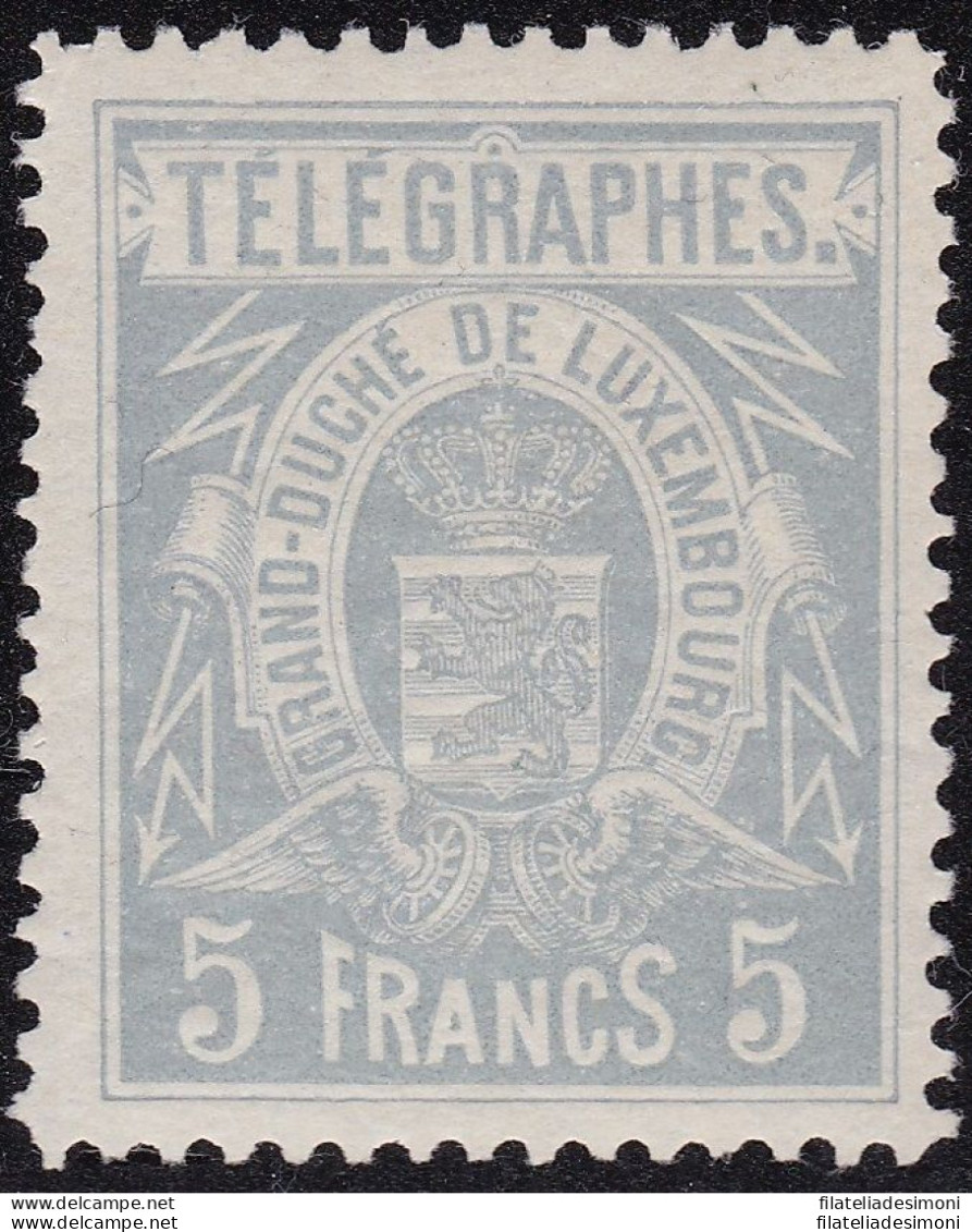 1883 LUSSEMBURGO - Telegrafo N° 5  5f. Grigio Azzurro  MNH/** - Sonstige & Ohne Zuordnung