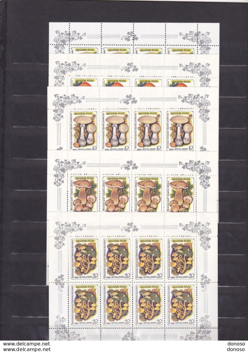 URSS 1986 CHAMPIGNONS 5 FEUILLES DE 8 Yvert 5304-5308, Michel 5603-5607 NEUF** MNH Cote Yv 50 Euros - Unused Stamps