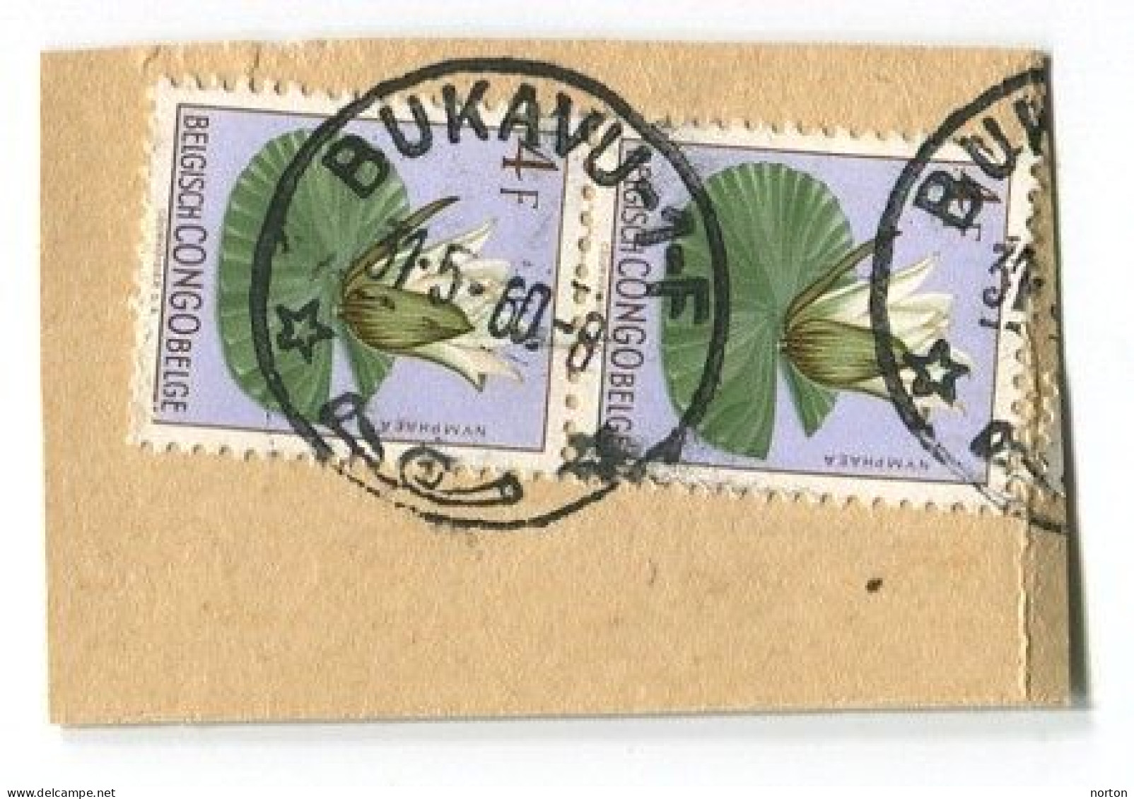 Congo Bukavu 1 Oblit. Keach 10(-F) Sur C.O.B. 315 (paire) Le 31/05/1960 Sur Fragment - Usati