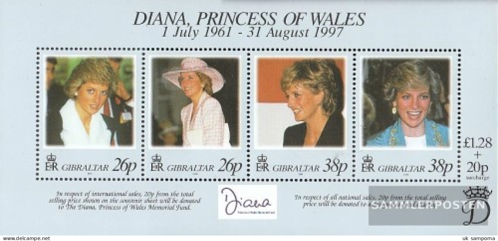 Gibraltar Block32 (complete Issue) Unmounted Mint / Never Hinged 1998 Diana - Gibraltar
