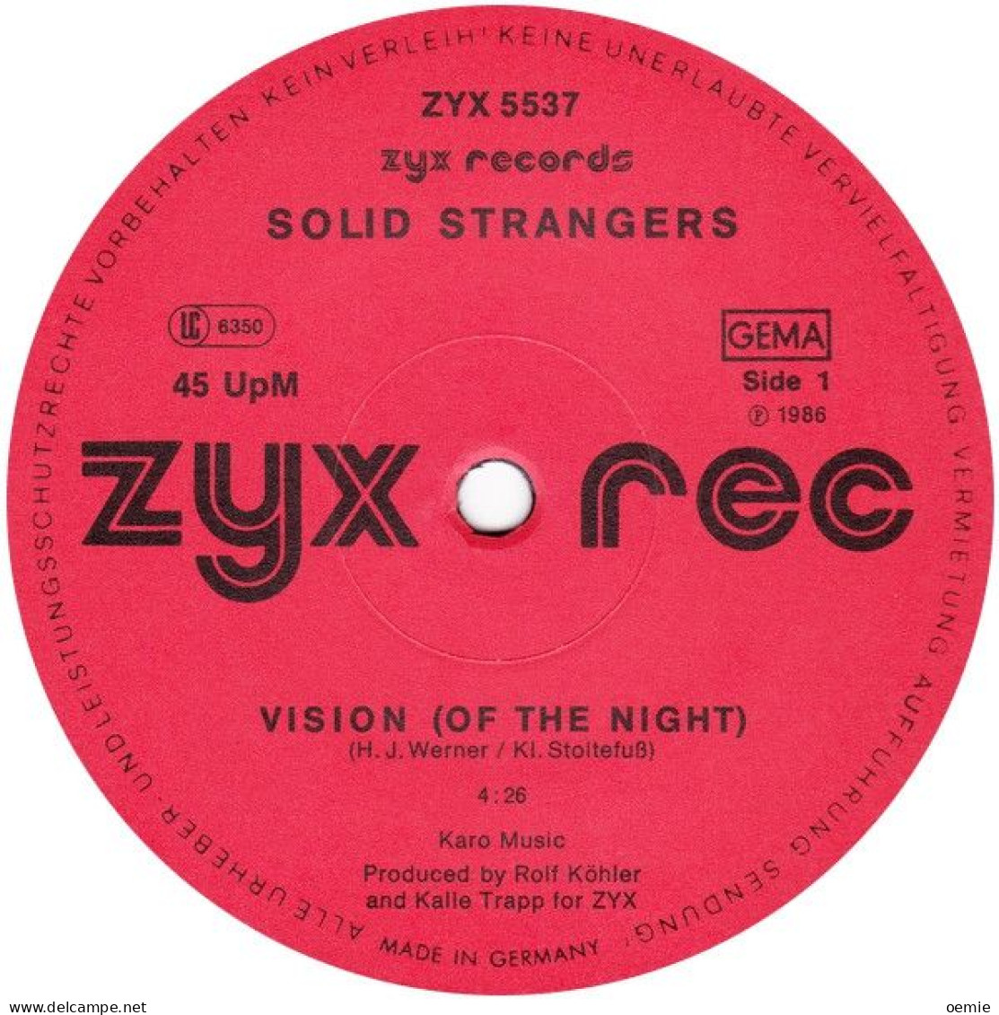 SOLID  STRANGERS   VISION  OF THE NIGHT - 45 Rpm - Maxi-Single