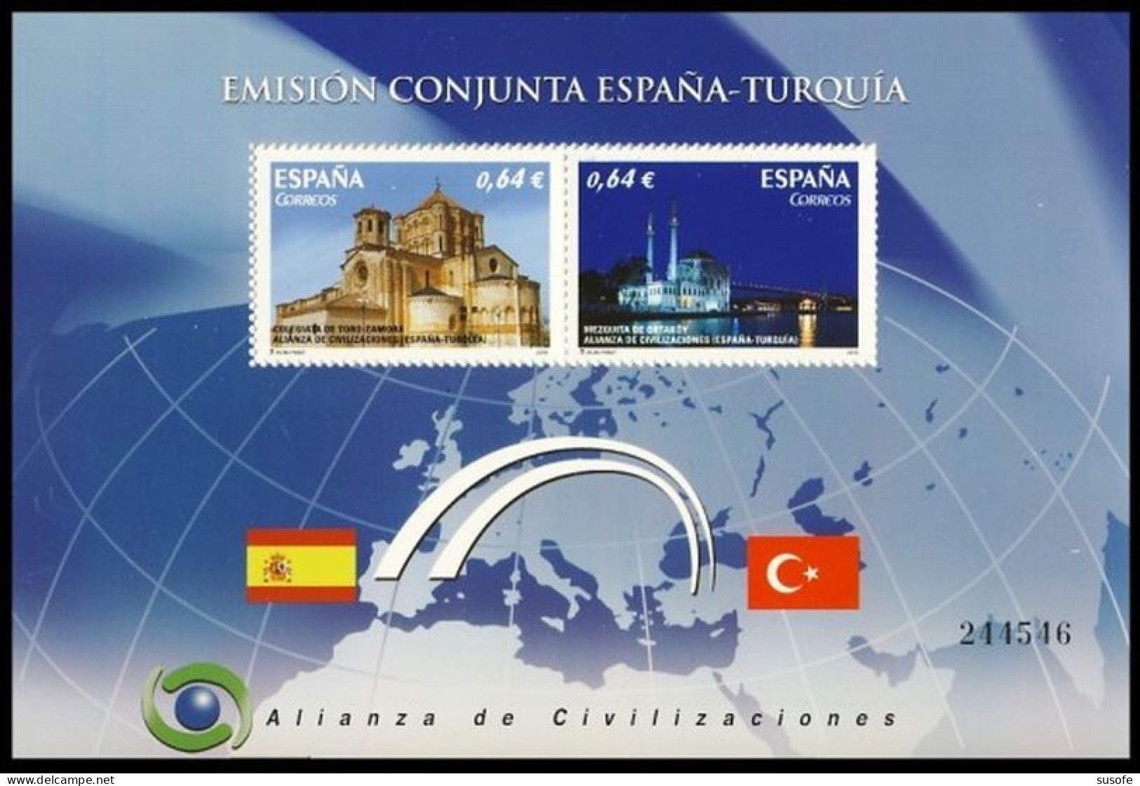 España 2010 Edifil 4606 Sellos ** HB Alianza De Civilizaciones Colegiata De Toro Zamora Y Mezquita De Ortaköy Conjunta - Unused Stamps