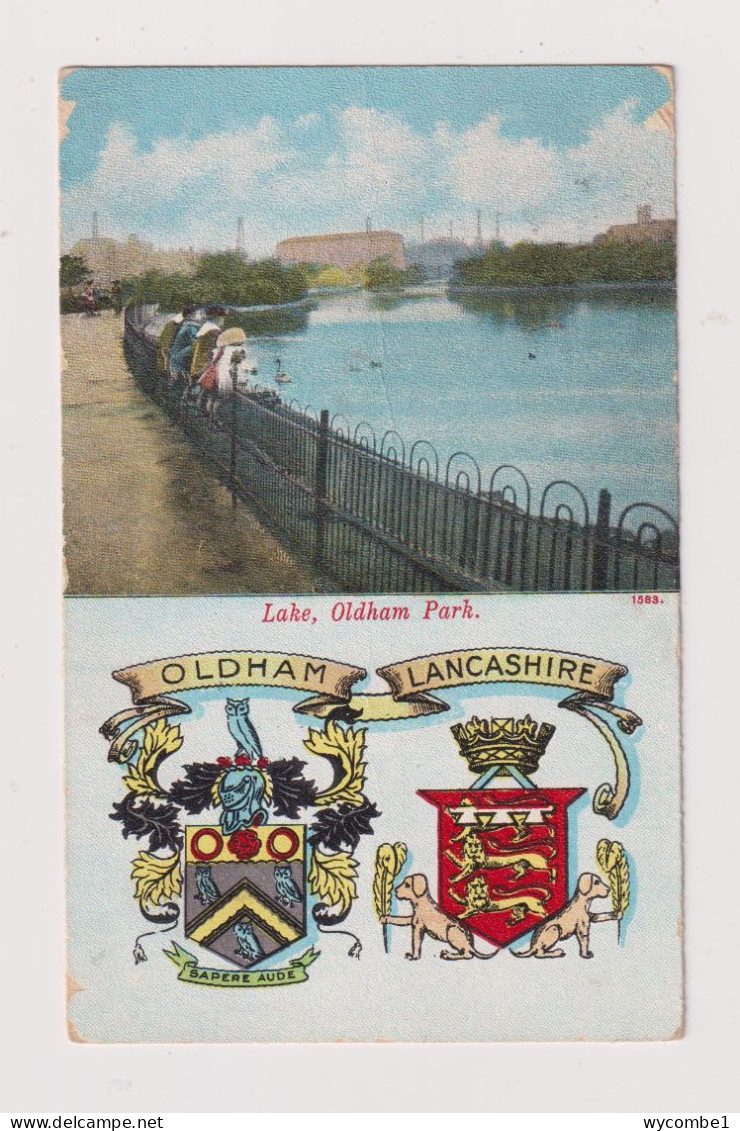 ENGLAND - Oldham Park The Lake Used Vintage Postcard - Other & Unclassified