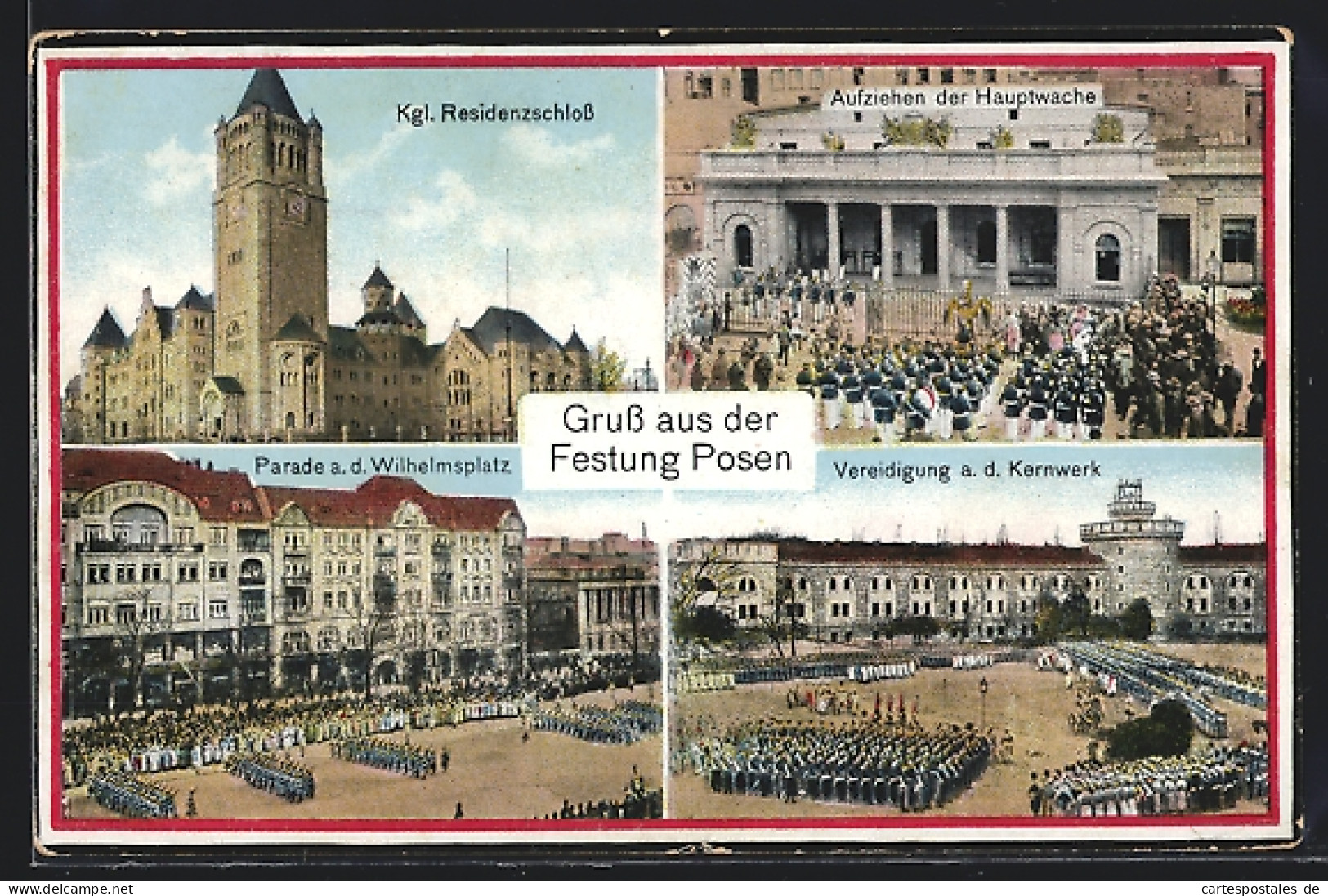 AK Posen, Vereidigung A. D. Kernwerk, Aufziehen Der Hauptwache, Parade Auf Dem Wilhelmsplatz  - Posen