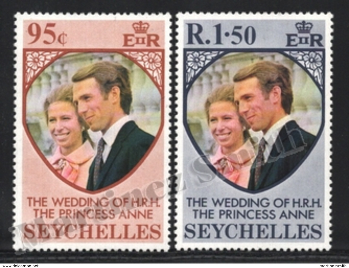 Seychelles 1973 Yvert 305-06, Royalty. Princess Anne & Capt Mark Phillips Wedding - MNH - Seychelles (1976-...)