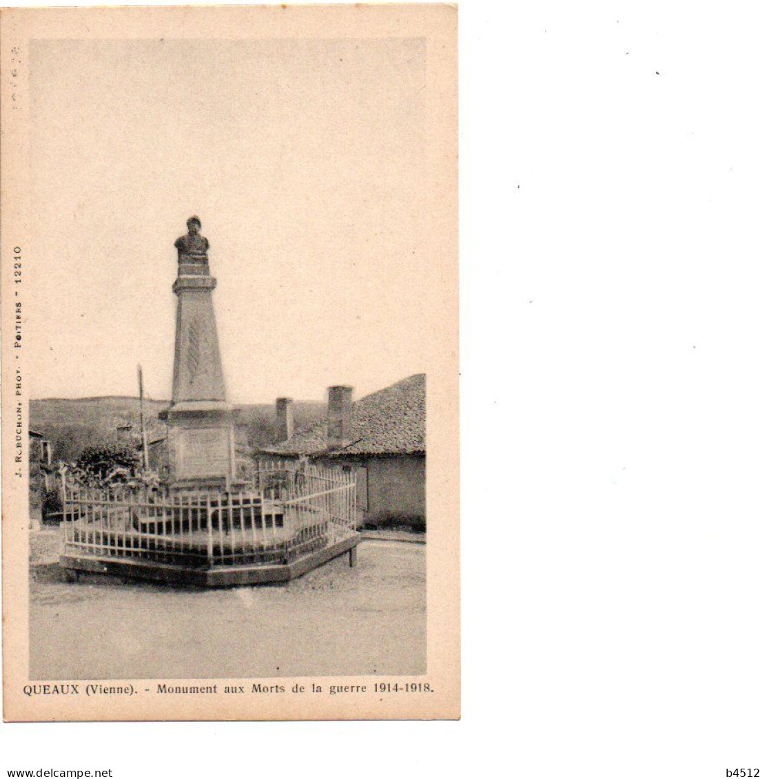 86 QUEAUX Monument Aux Morts De La Guerre 1914 1918 , édition Buchon - Otros & Sin Clasificación