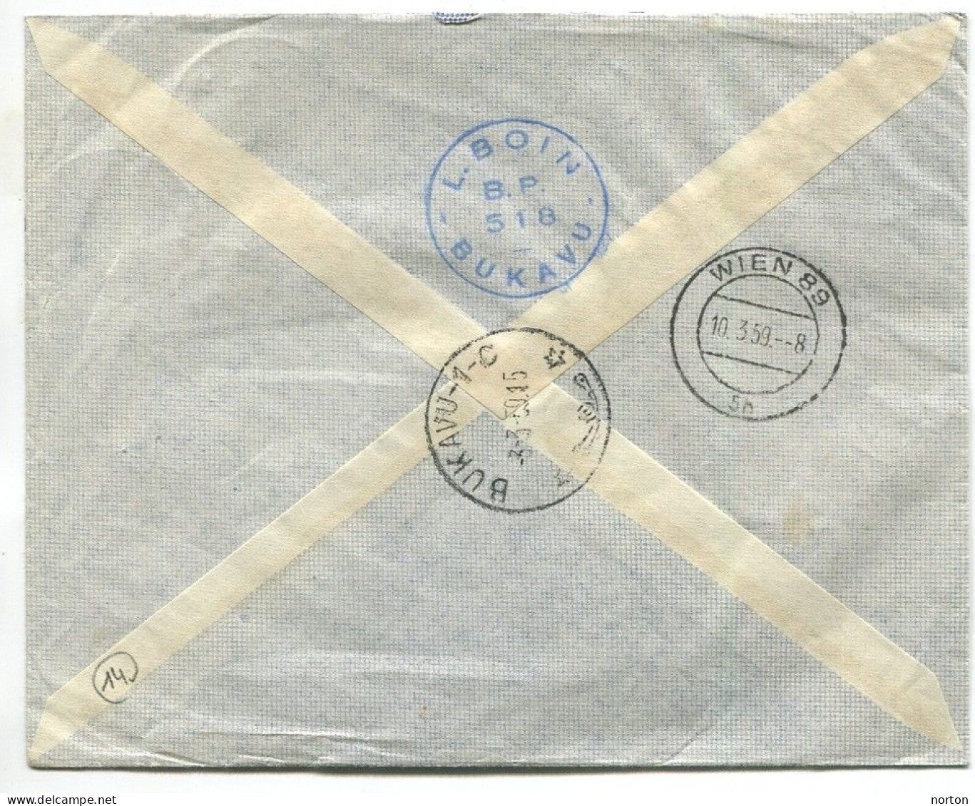 Congo Bukavu 1 Oblit. Keach 10(-C) Sur C.O.B. 291+344+346+349 Sur Lettre Recommandée Vers Vienne Le 03/03/1959 - Cartas & Documentos
