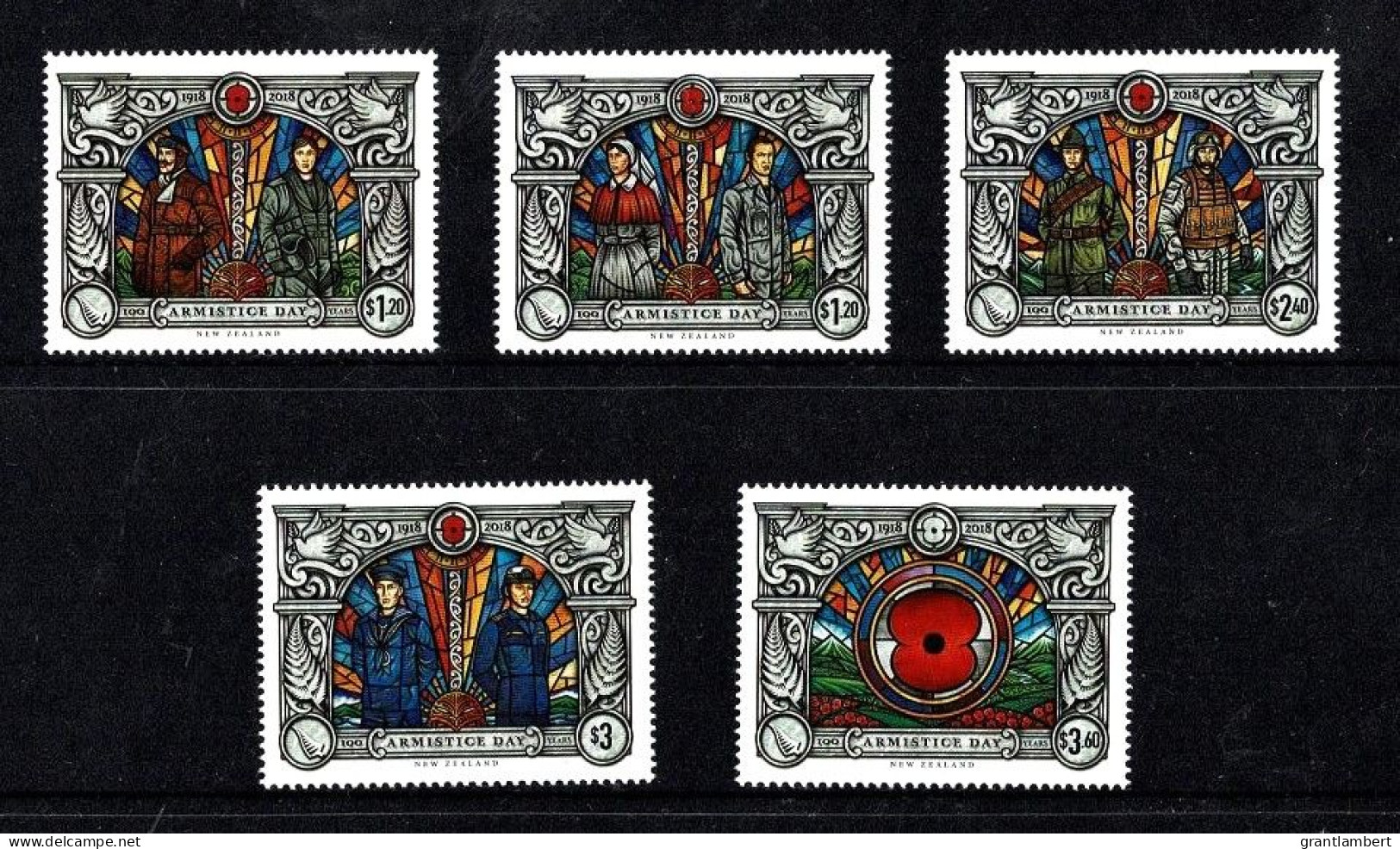 New Zealand 2018 Armistice Day - End Of World War I  Set Of 5 MNH - Unused Stamps
